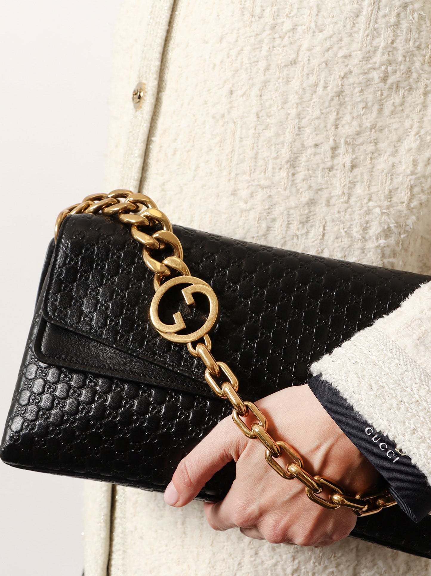 Gucci Women Leather Crossbody Bag With Embossed Gg Motif GUCCI