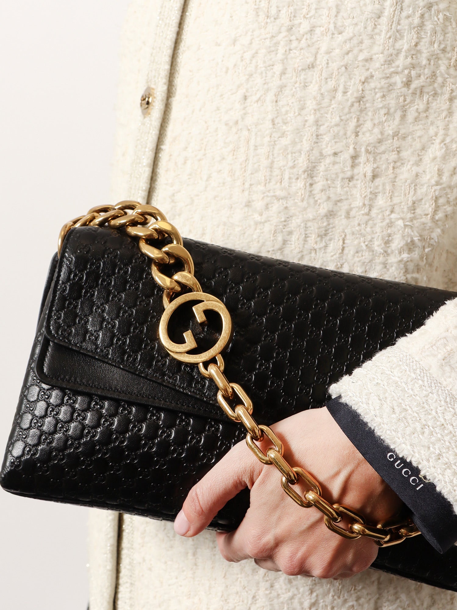 Gucci Women Leather Crossbody Bag With Embossed Gg Motif GUCCI