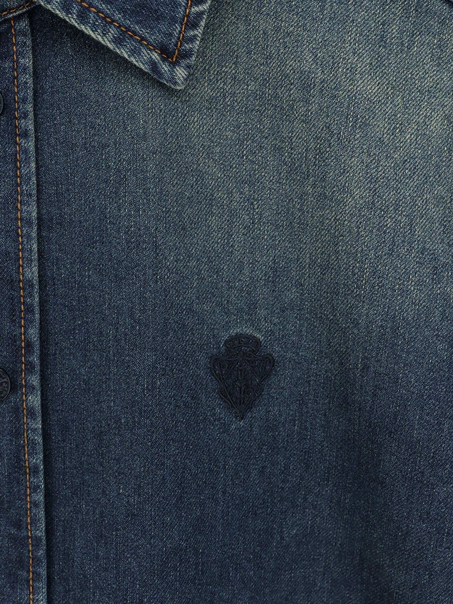 Gucci Men Certified Washed Cotton Denim Shirt GUCCI