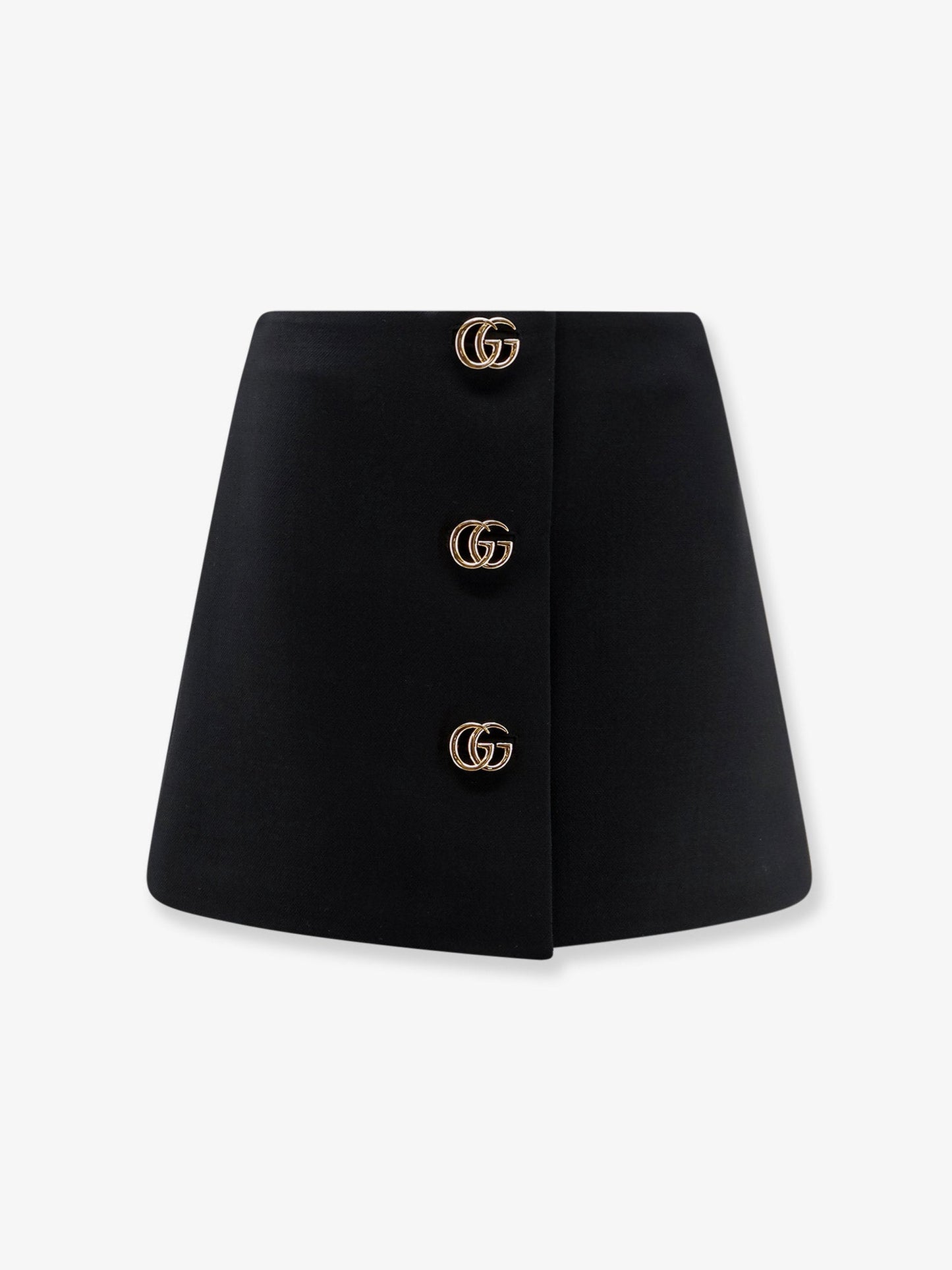 Gucci Women Wool Crepe Skirt With Double G Button GUCCI