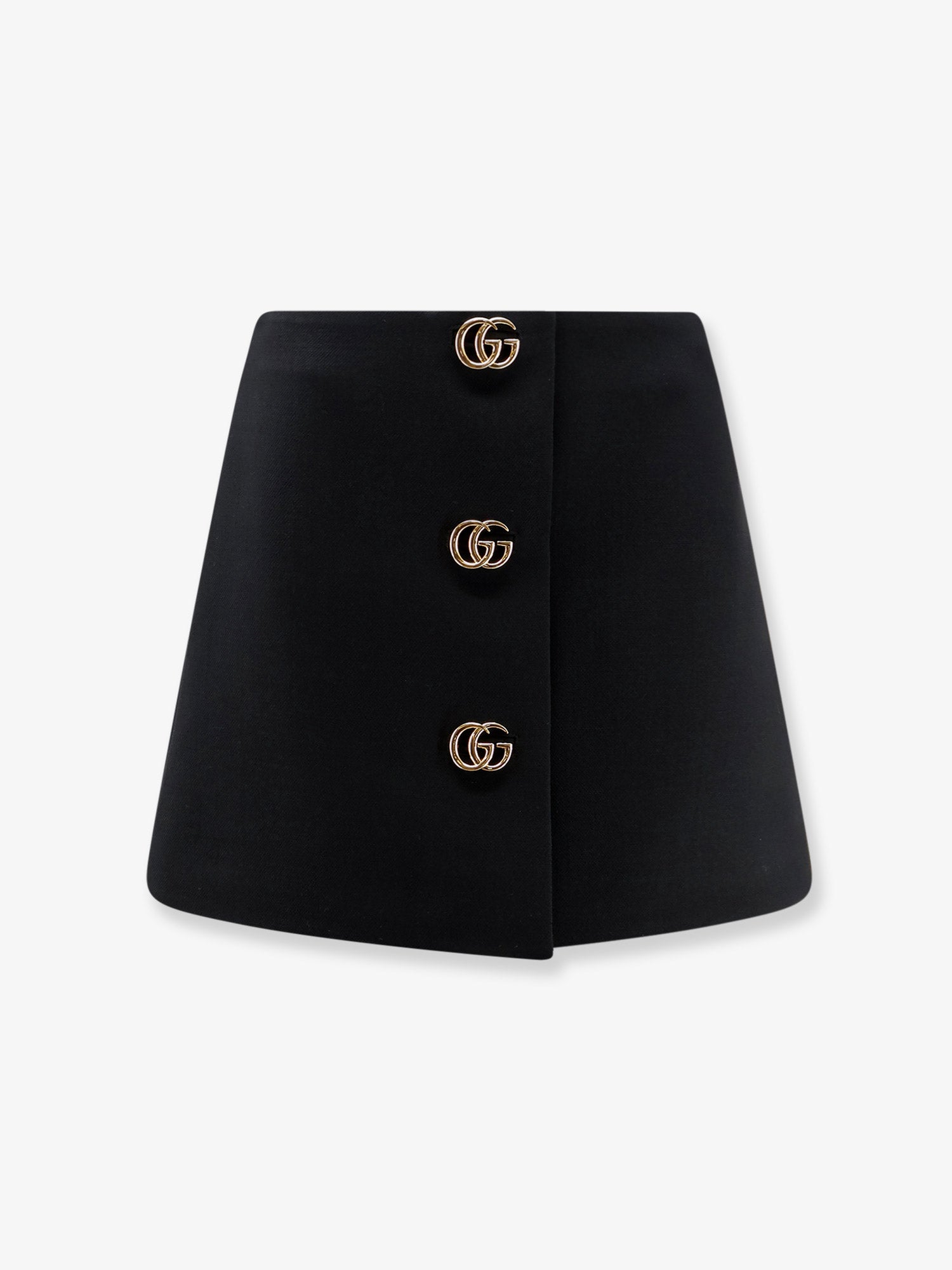 Gucci Women Wool Crepe Skirt With Double G Button GUCCI
