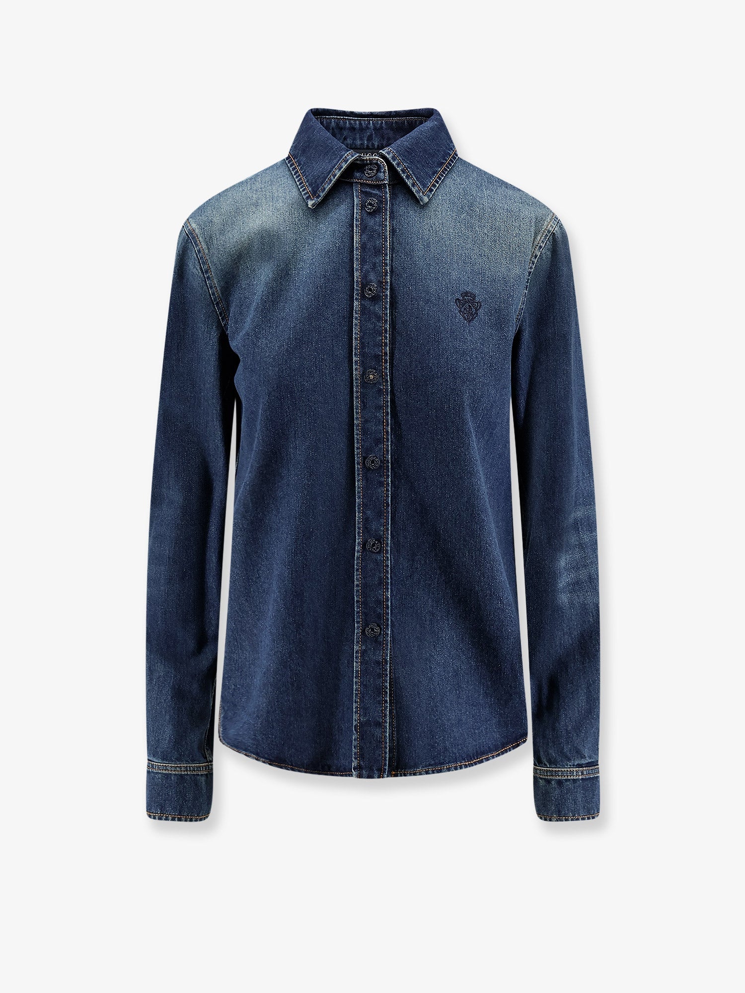 Gucci Women Denim Shirt With Embroidery GUCCI