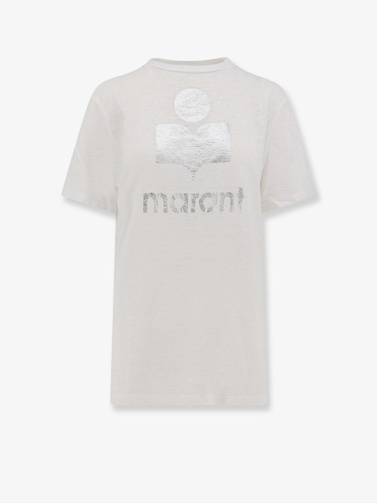 Marant Etoile Women Linen T-Shirt With Laminated Logo On The Front ISABEL MARANT ETOILE