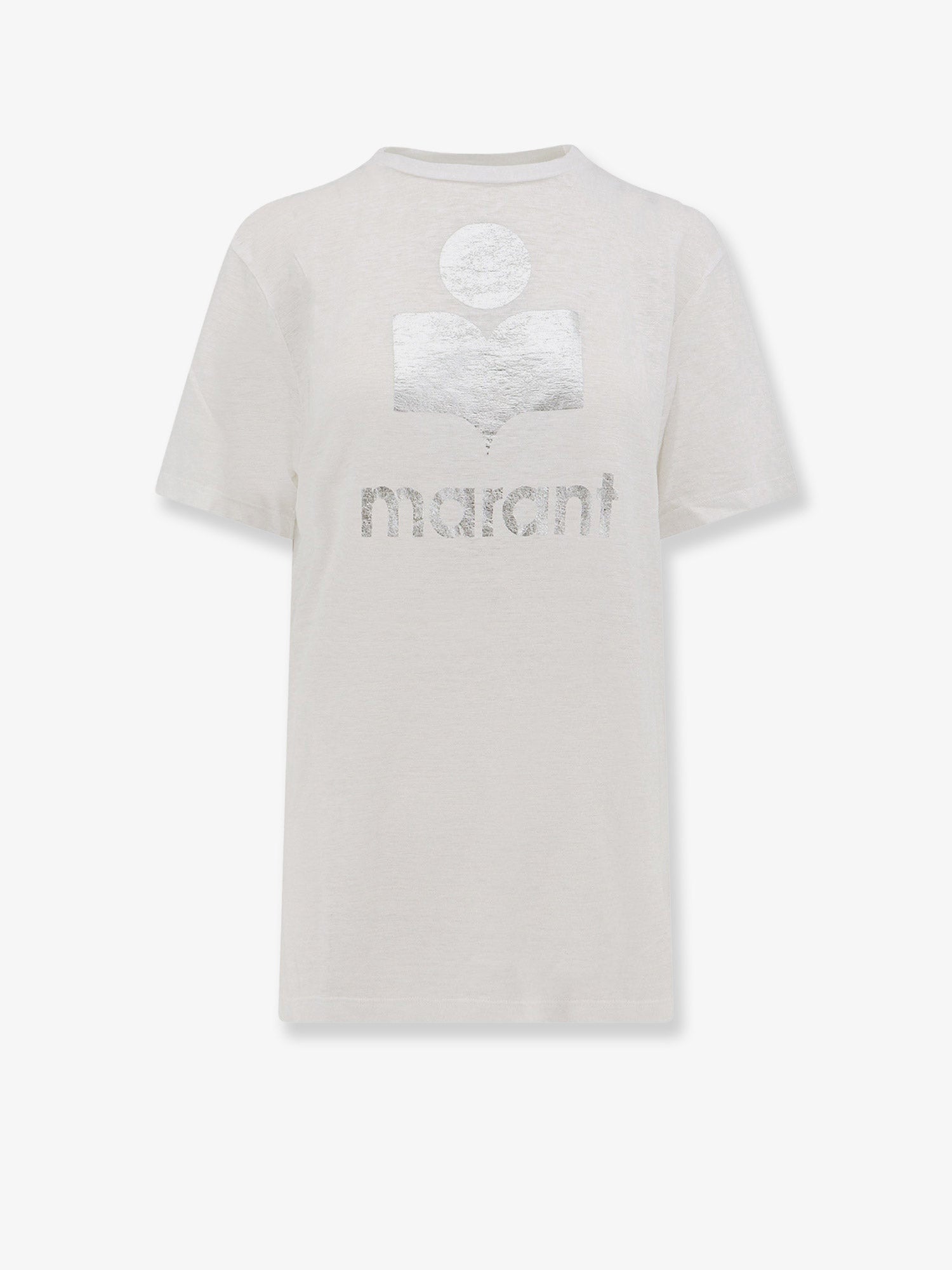 Marant Etoile Women Linen T-Shirt With Laminated Logo On The Front ISABEL MARANT ETOILE