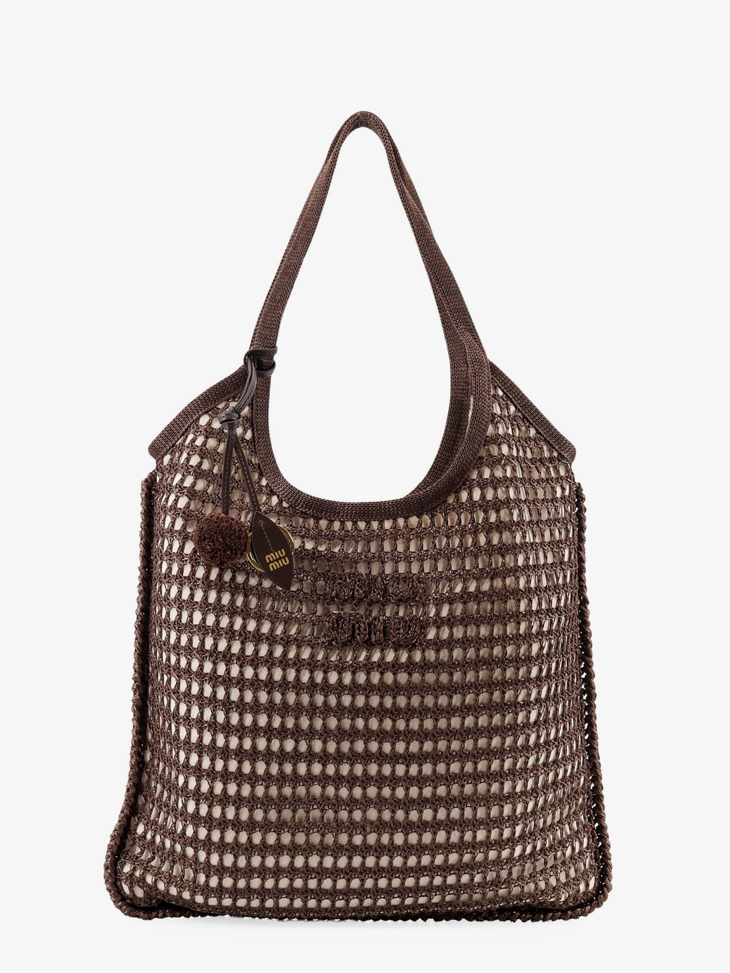 Miu Miu Women Crochet Mesh Shopping Bag With Tone-On-Tone Logo On The Front MIU MIU