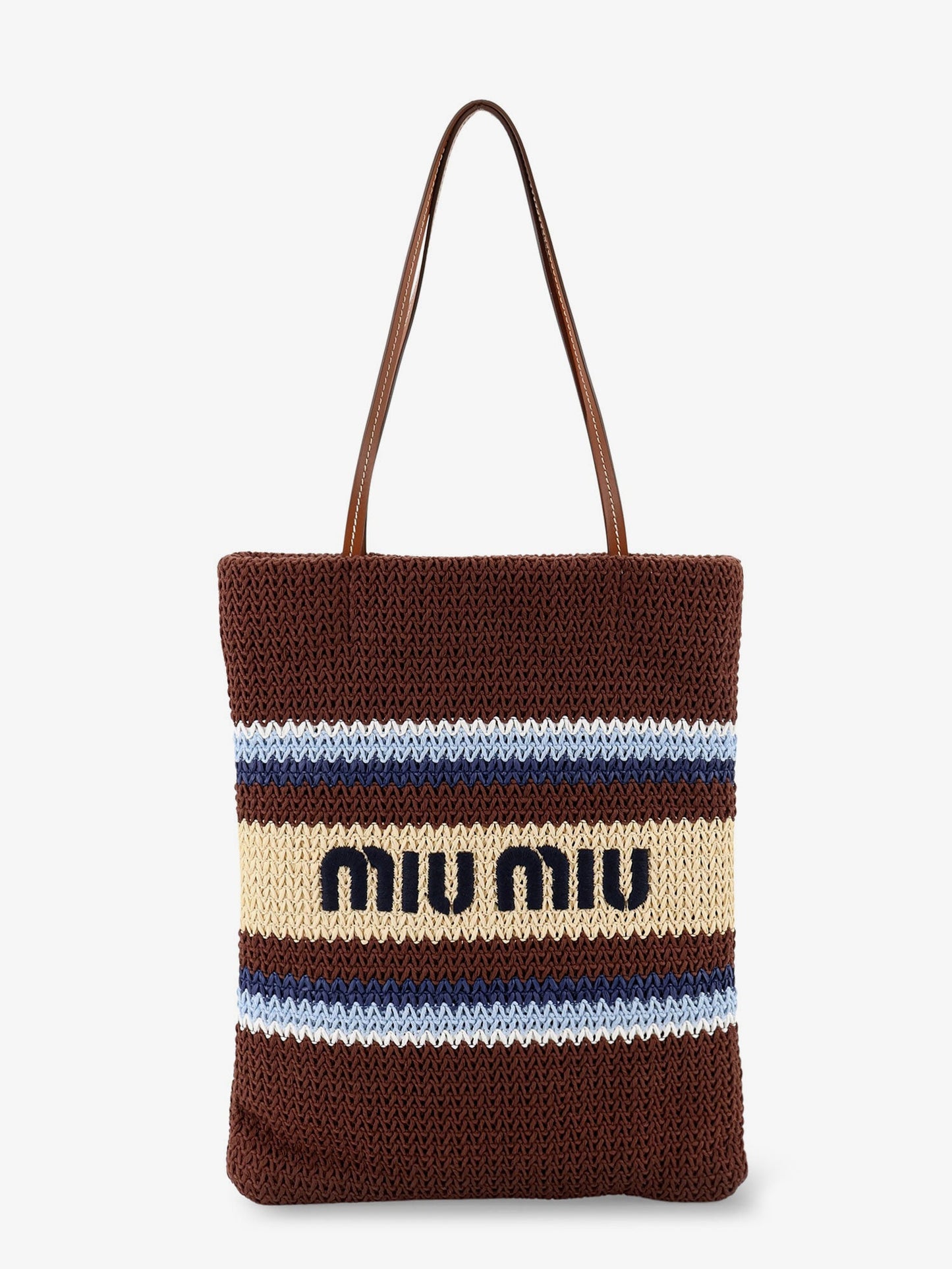 Miu Miu Women Knitted Shopping Bag With Embroidered Logo On The Front MIU MIU