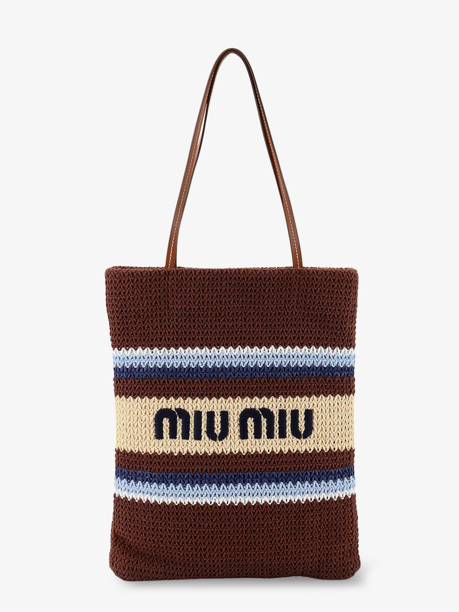 Miu Miu Women Knitted Shopping Bag With Embroidered Logo On The Front MIU MIU