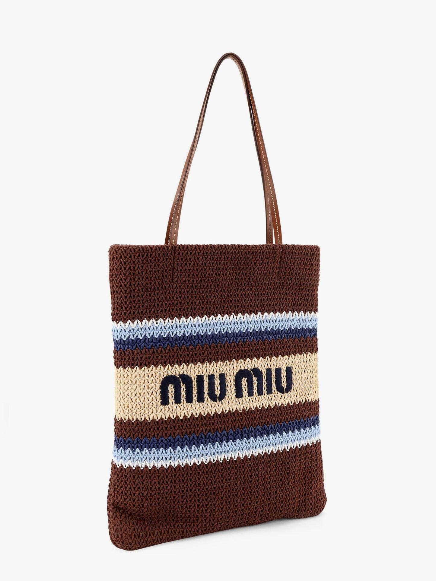 Miu Miu Women Knitted Shopping Bag With Embroidered Logo On The Front MIU MIU
