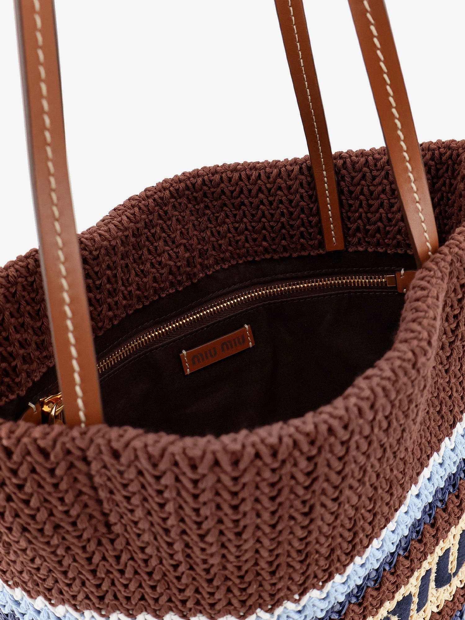 Miu Miu Women Knitted Shopping Bag With Embroidered Logo On The Front MIU MIU