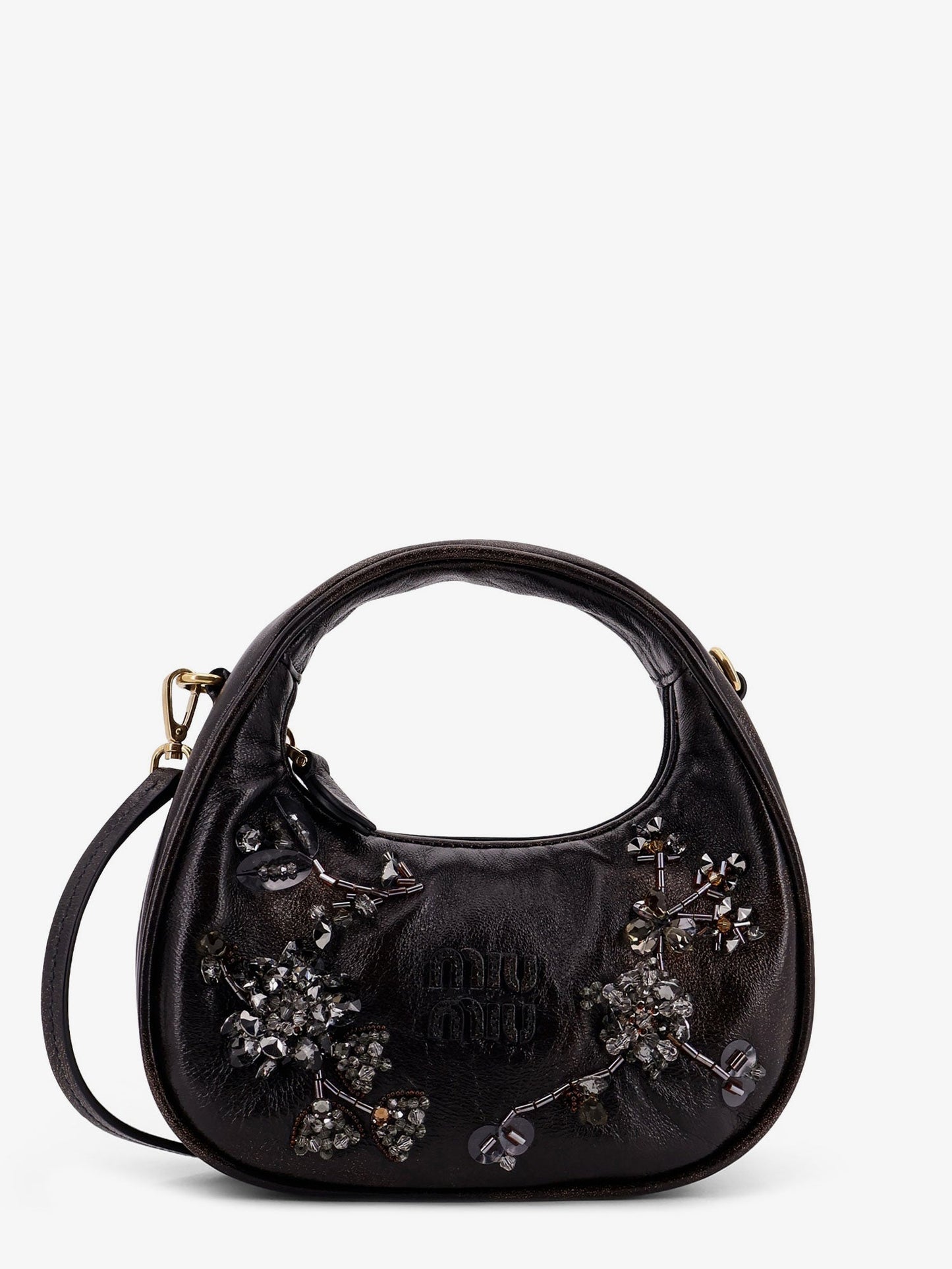 Miu Miu Women Wander Leather Mini Crossbody Bag With Embroidery MIU MIU