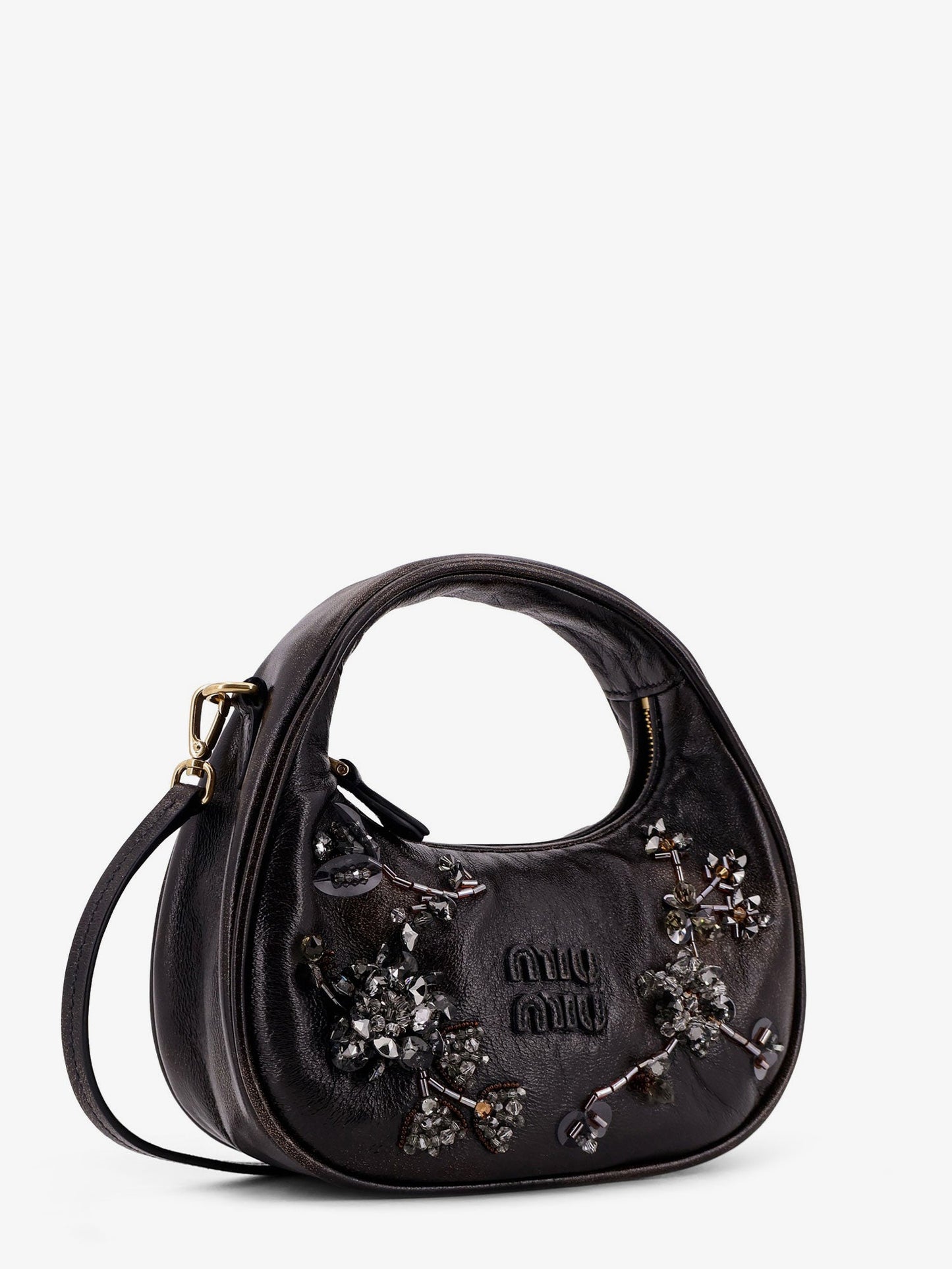 Miu Miu Women Wander Leather Mini Crossbody Bag With Embroidery MIU MIU