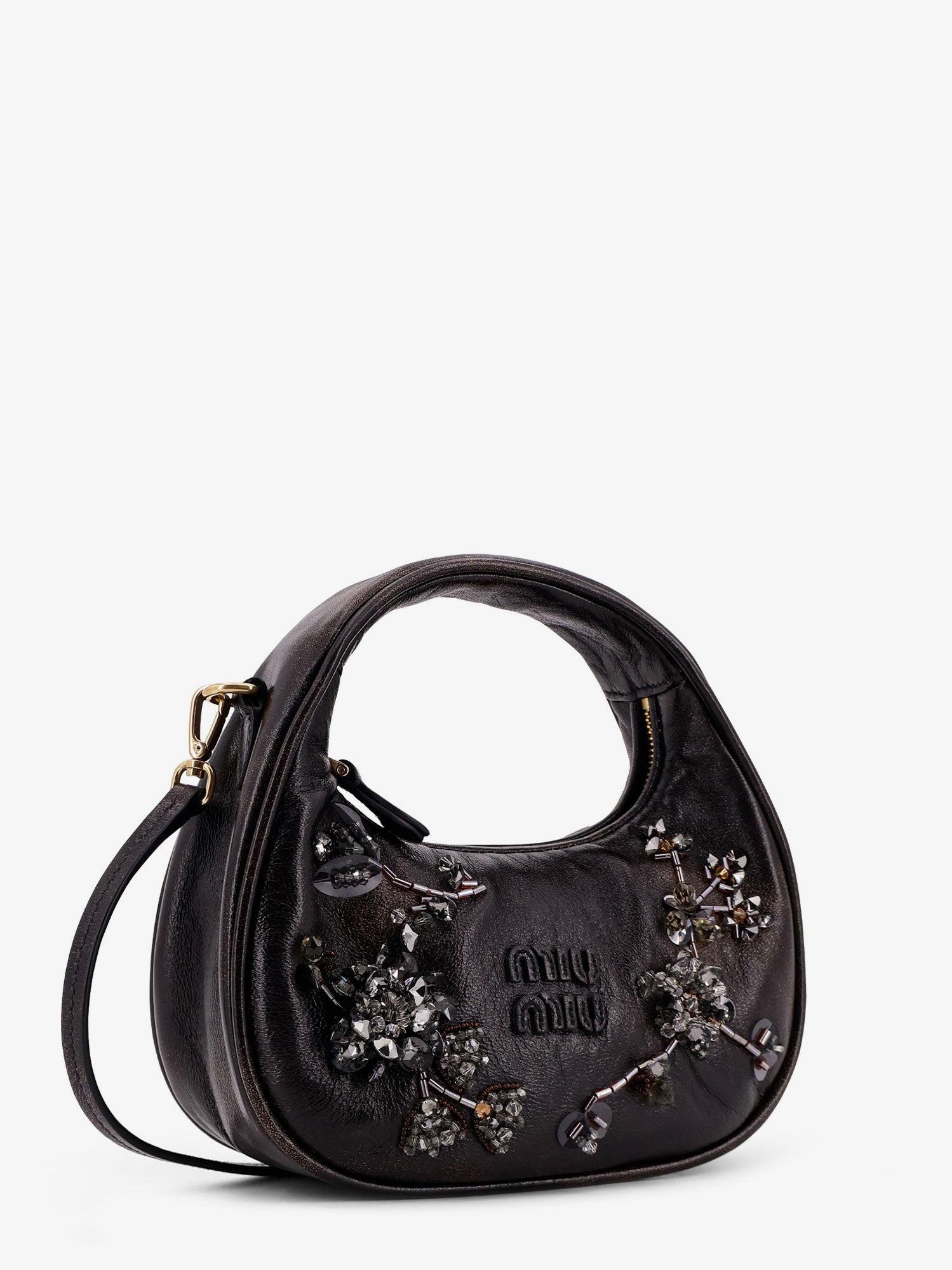 Miu Miu Women Wander Leather Mini Crossbody Bag With Embroidery MIU MIU