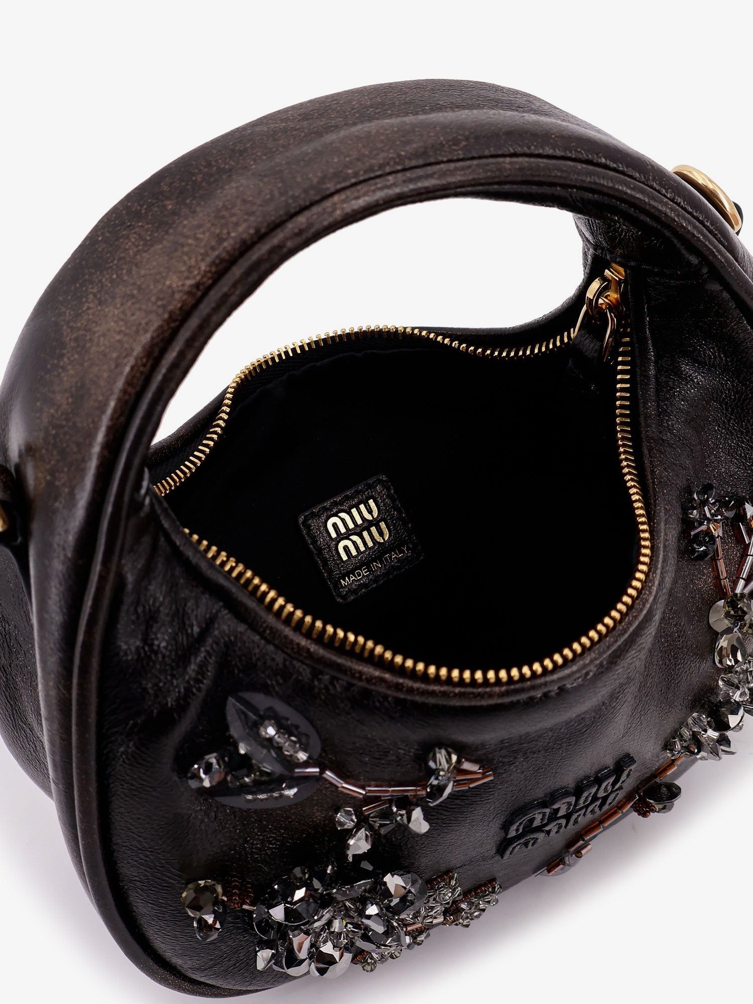 Miu Miu Women Wander Leather Mini Crossbody Bag With Embroidery MIU MIU