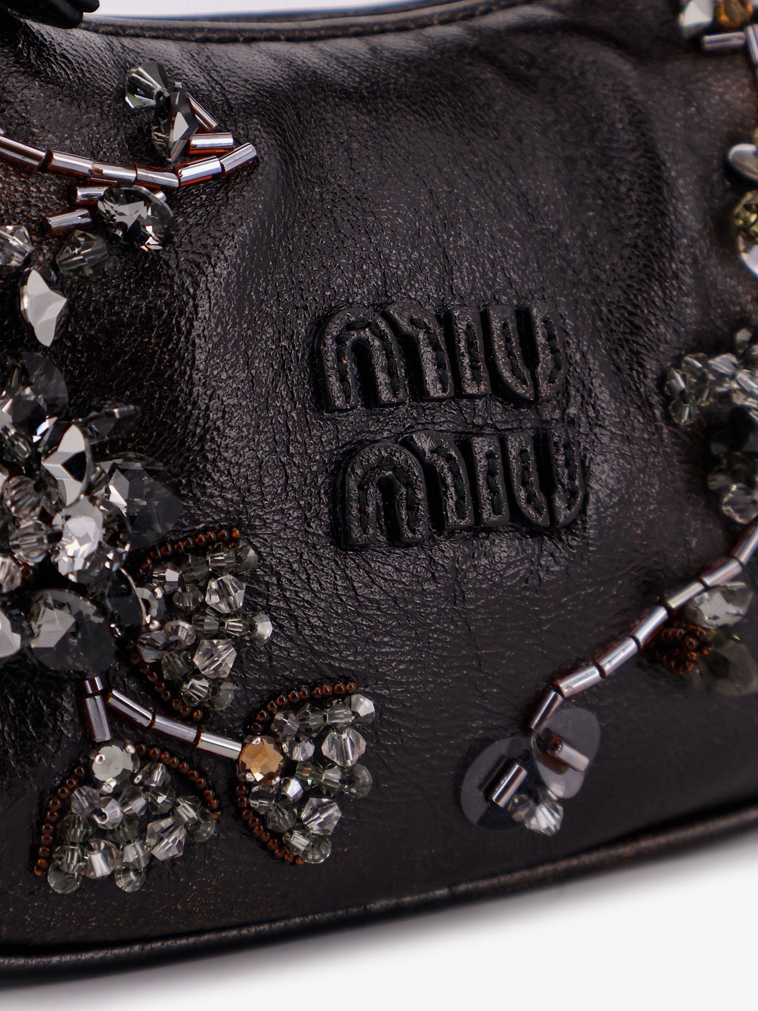 Miu Miu Women Wander Leather Mini Crossbody Bag With Embroidery MIU MIU