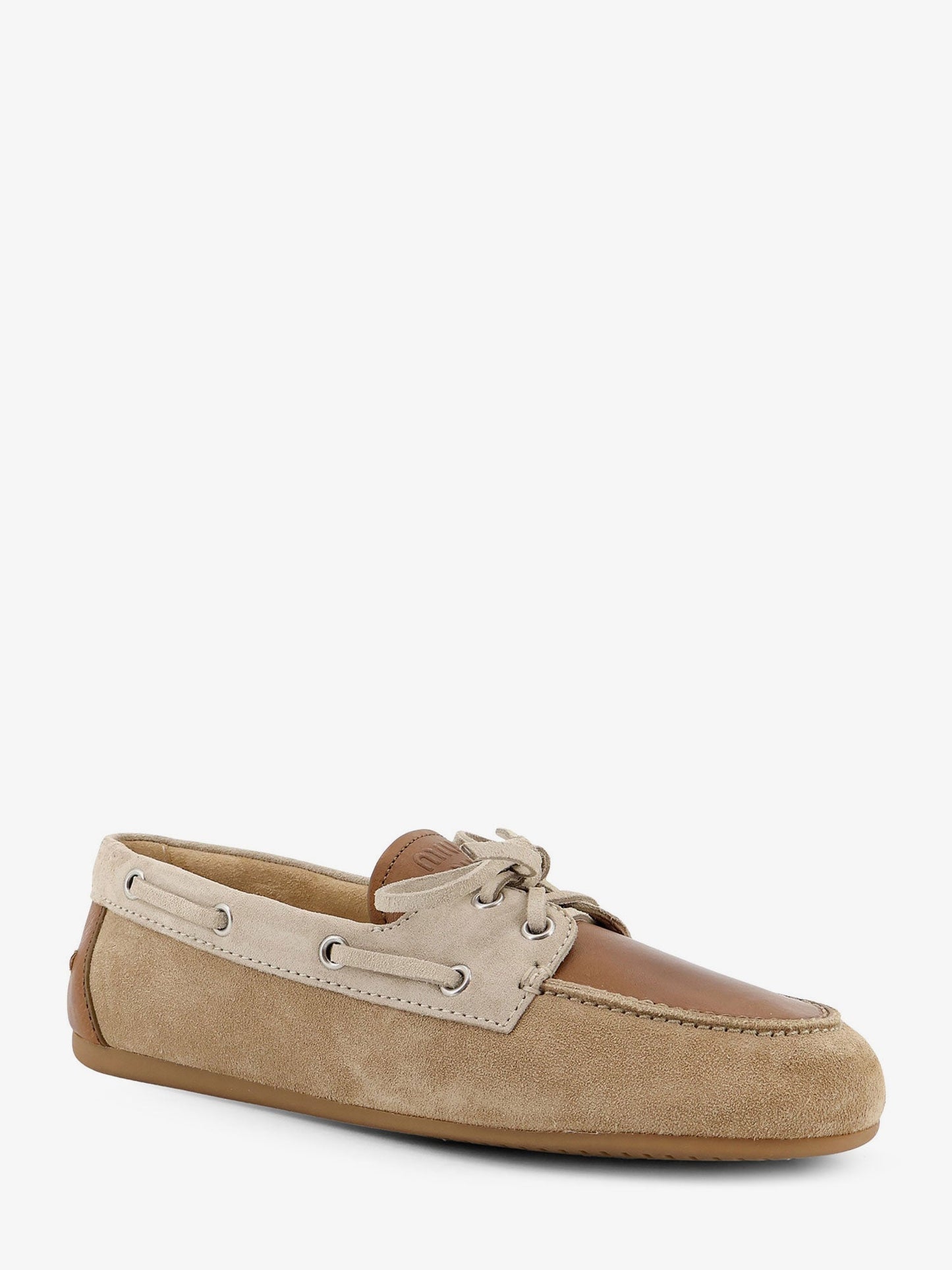 Miu Miu Women Suede Loafer With Leather Inserts MIU MIU