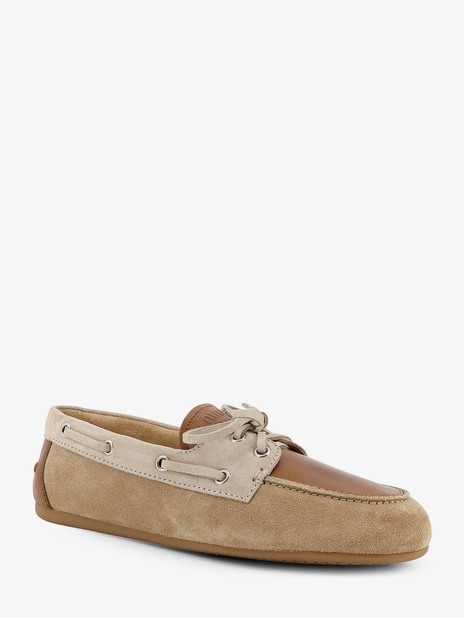 Miu Miu Women Suede Loafer With Leather Inserts MIU MIU