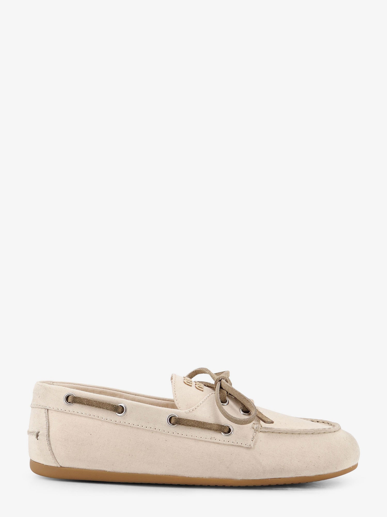 Miu Miu Women Fabric Loafers With Front Lettering Logo MIU MIU