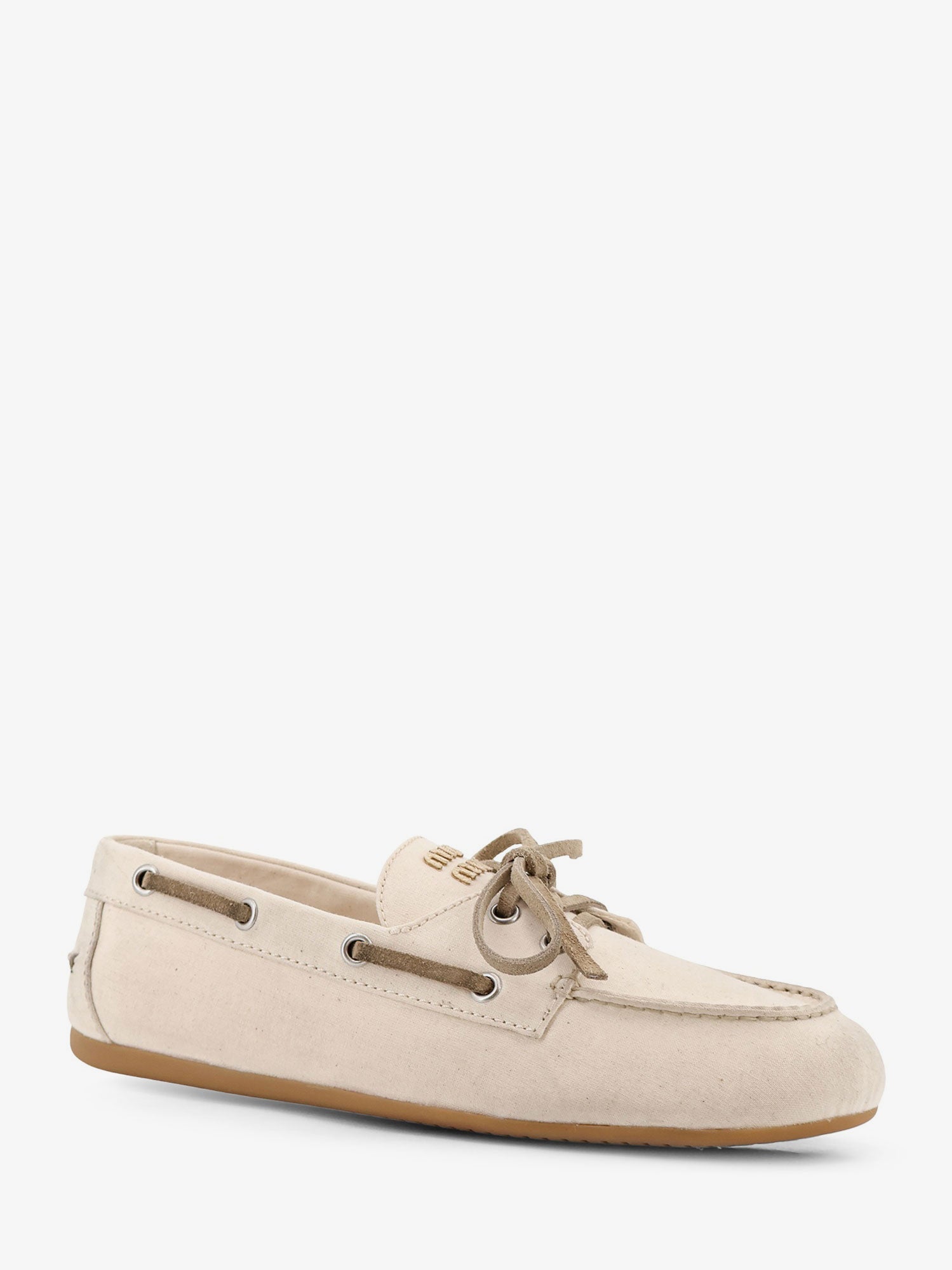 Miu Miu Women Fabric Loafers With Front Lettering Logo MIU MIU