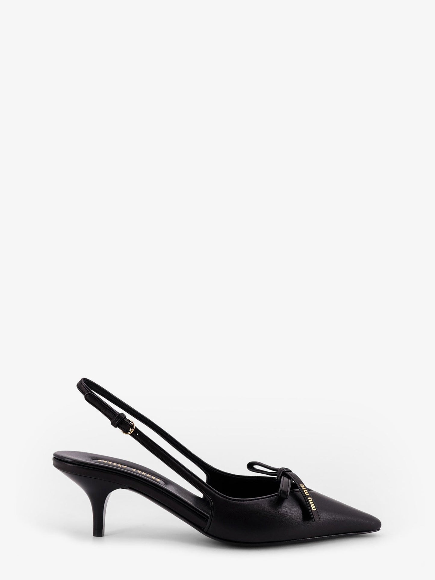 Miu Miu Women Leather Decollete With Logo Bow Detail MIU MIU