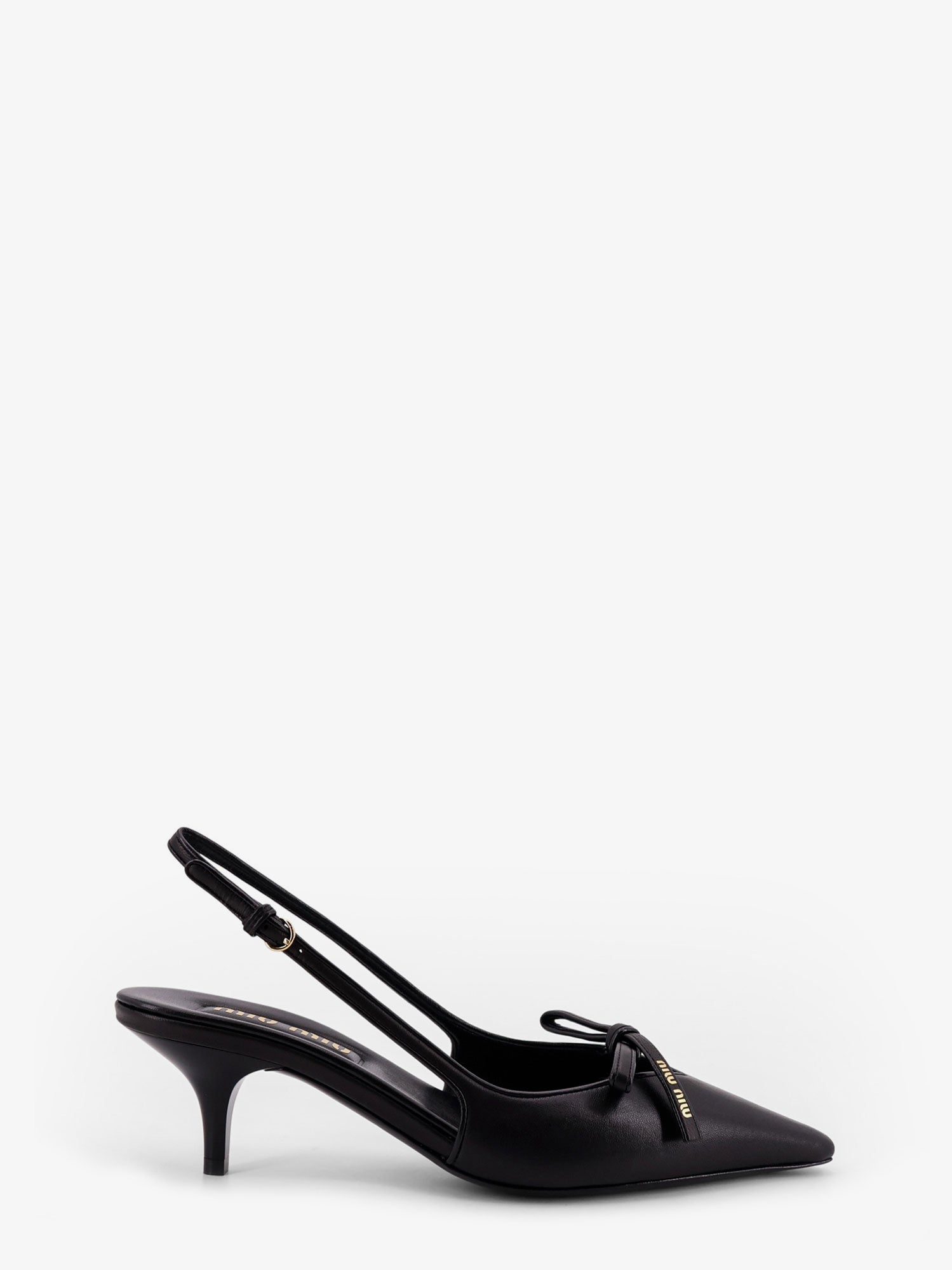 Miu Miu Women Leather Decollete With Logo Bow Detail MIU MIU