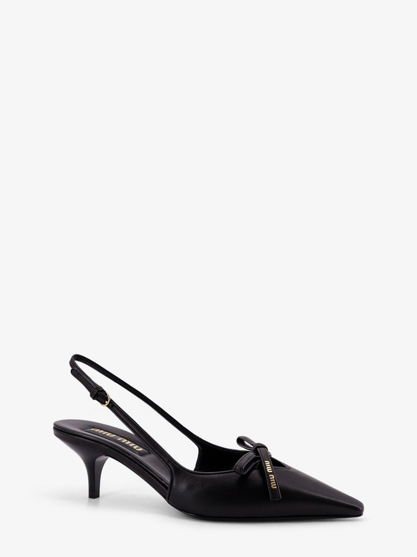 Miu Miu Women Leather Decollete With Logo Bow Detail MIU MIU