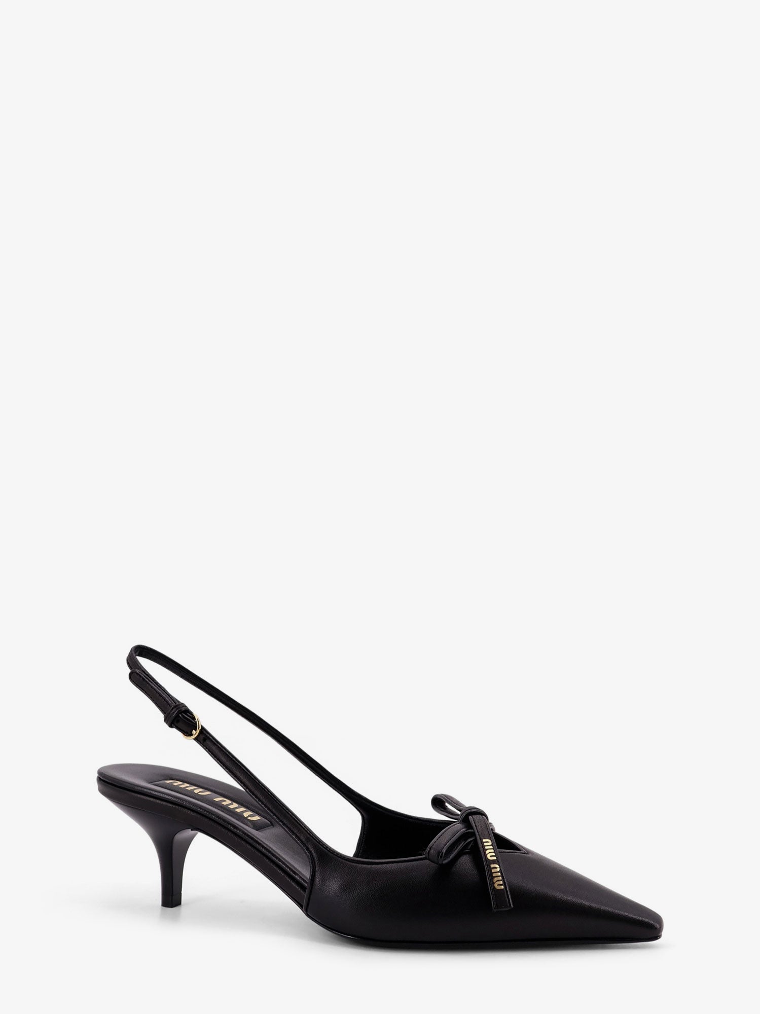 Miu Miu Women Leather Decollete With Logo Bow Detail MIU MIU