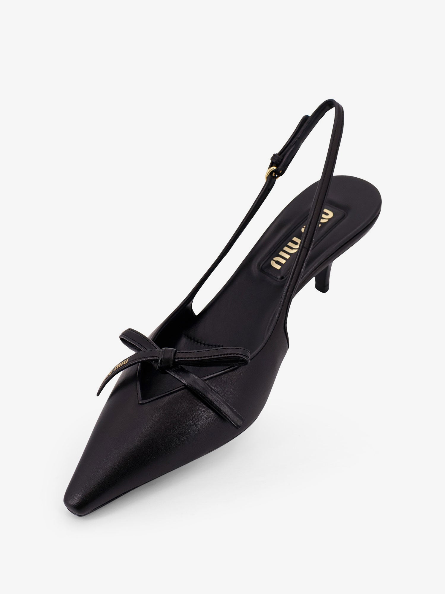 Miu Miu Women Leather Decollete With Logo Bow Detail MIU MIU