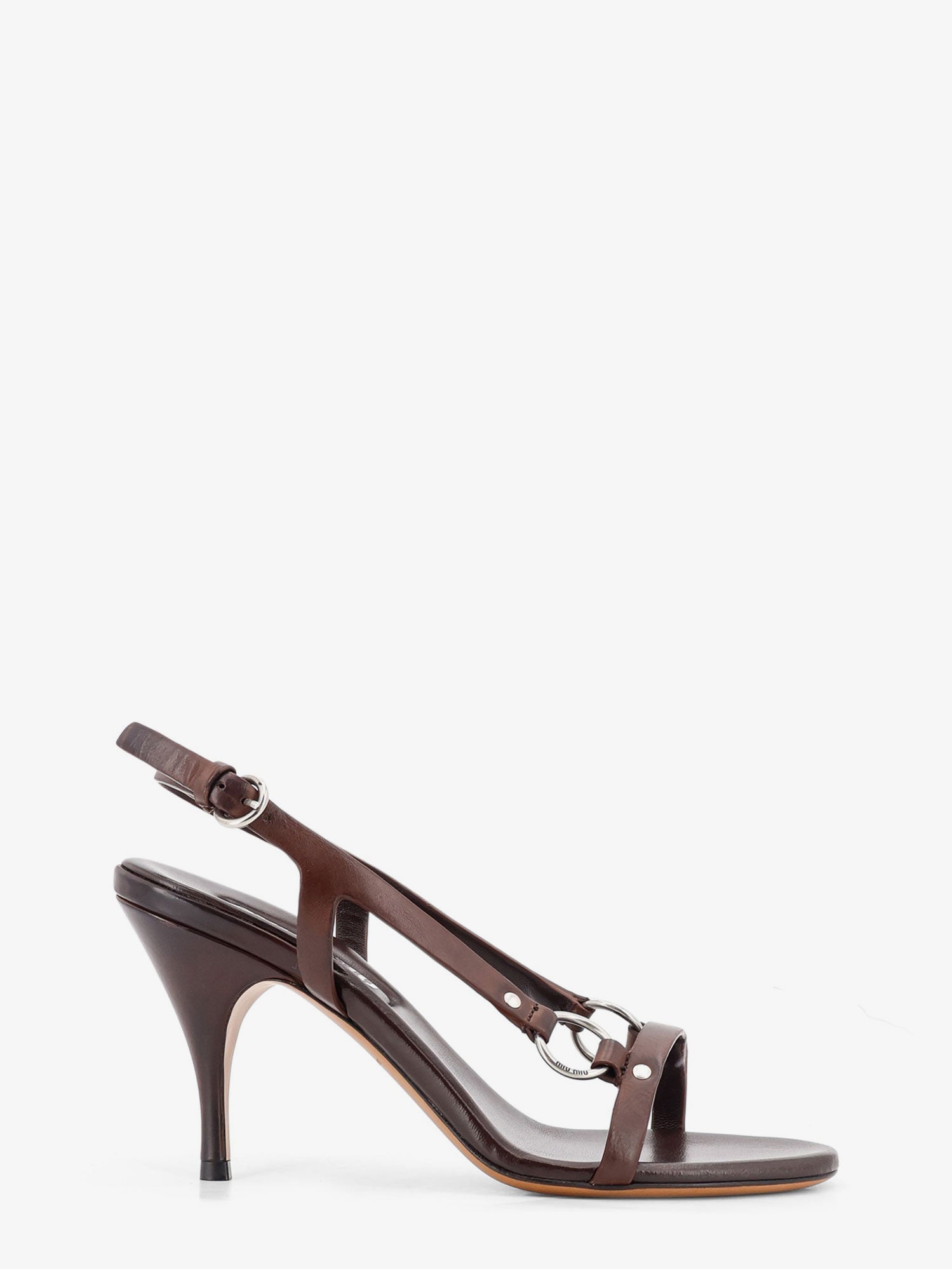 Miu Miu Women Leather Sandals With Metal Detail MIU MIU
