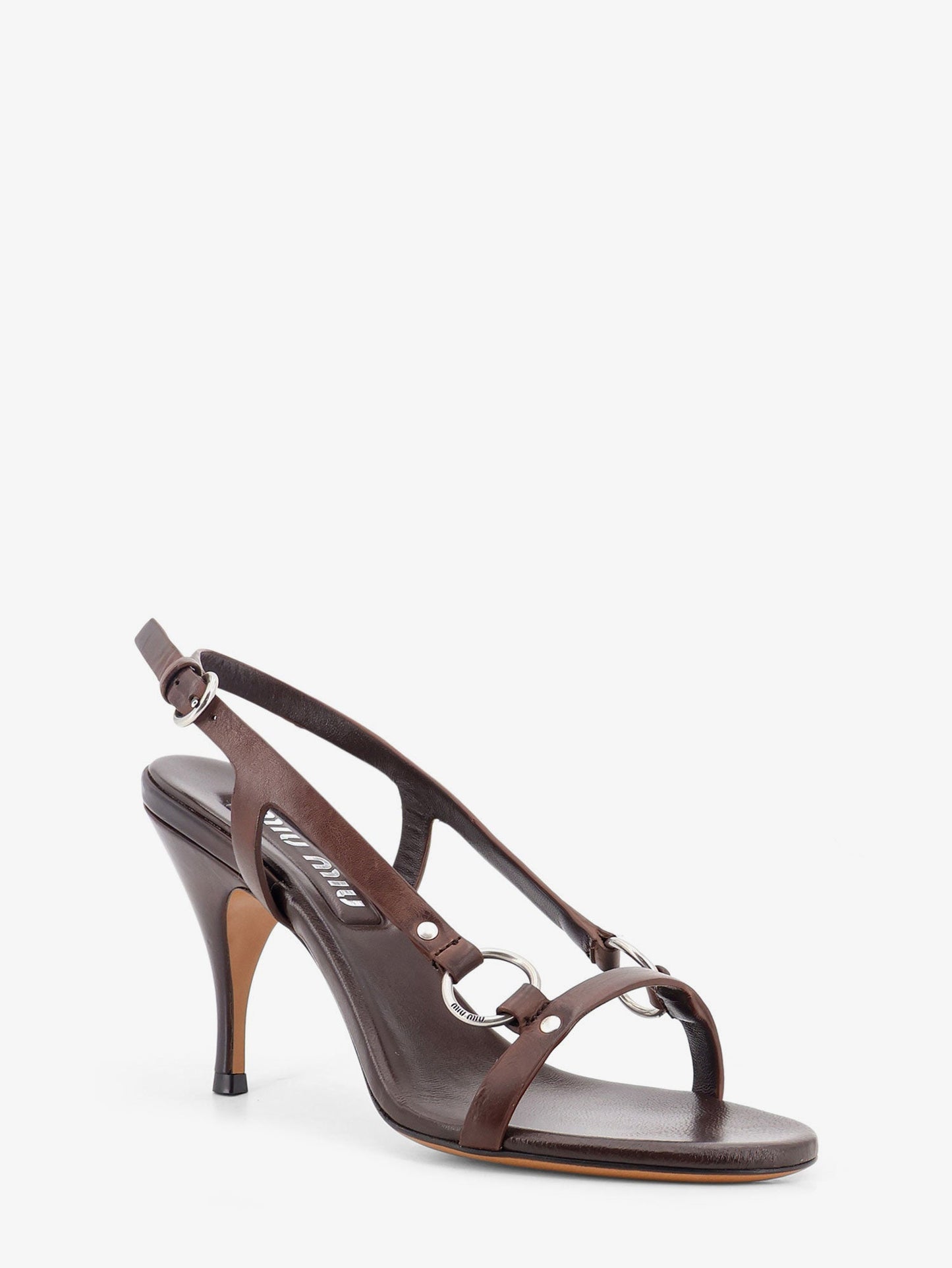 Miu Miu Women Leather Sandals With Metal Detail MIU MIU