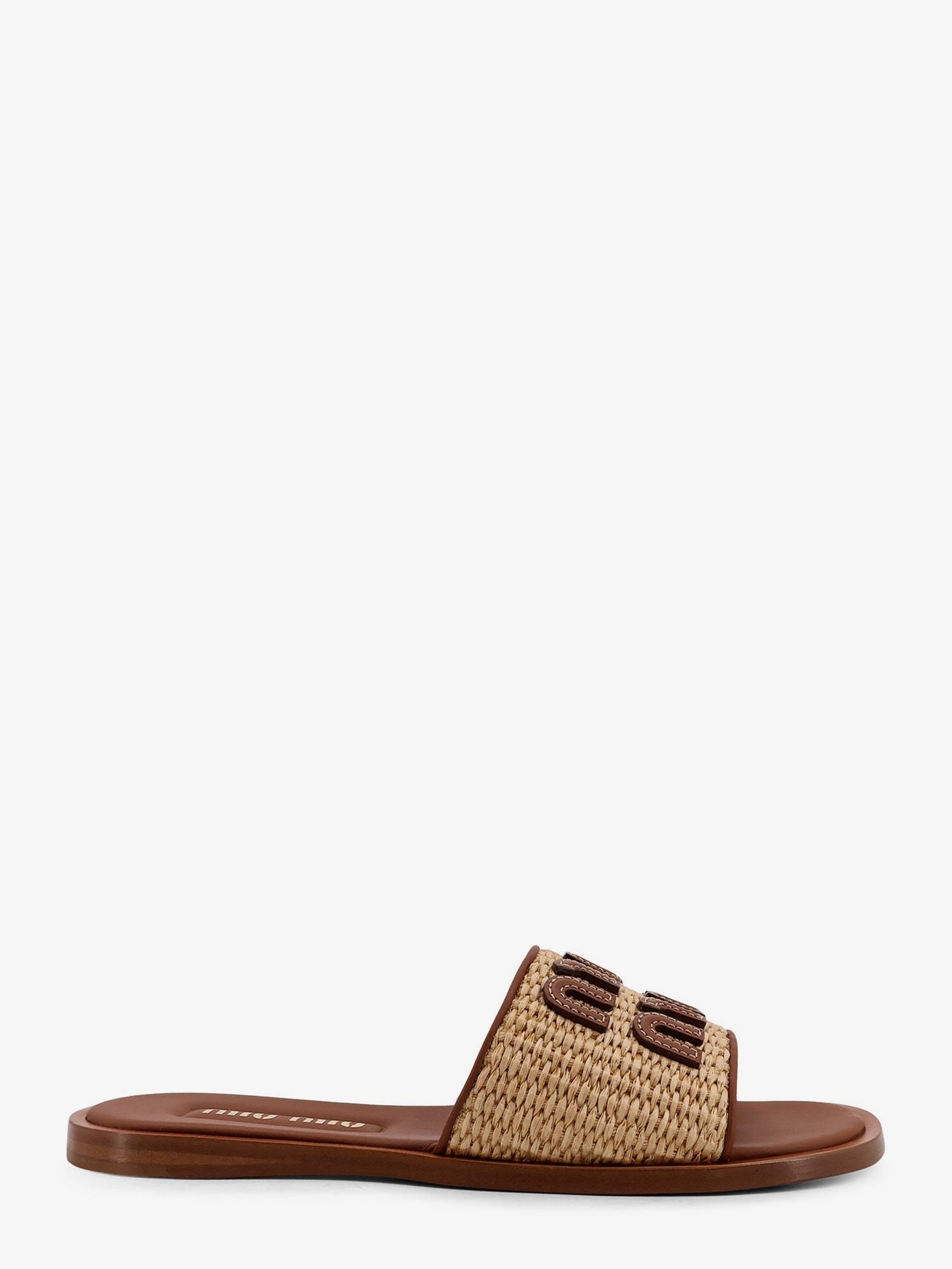 Miu Miu Women Raffia And Leather Sandals With Logo Lettering MIU MIU