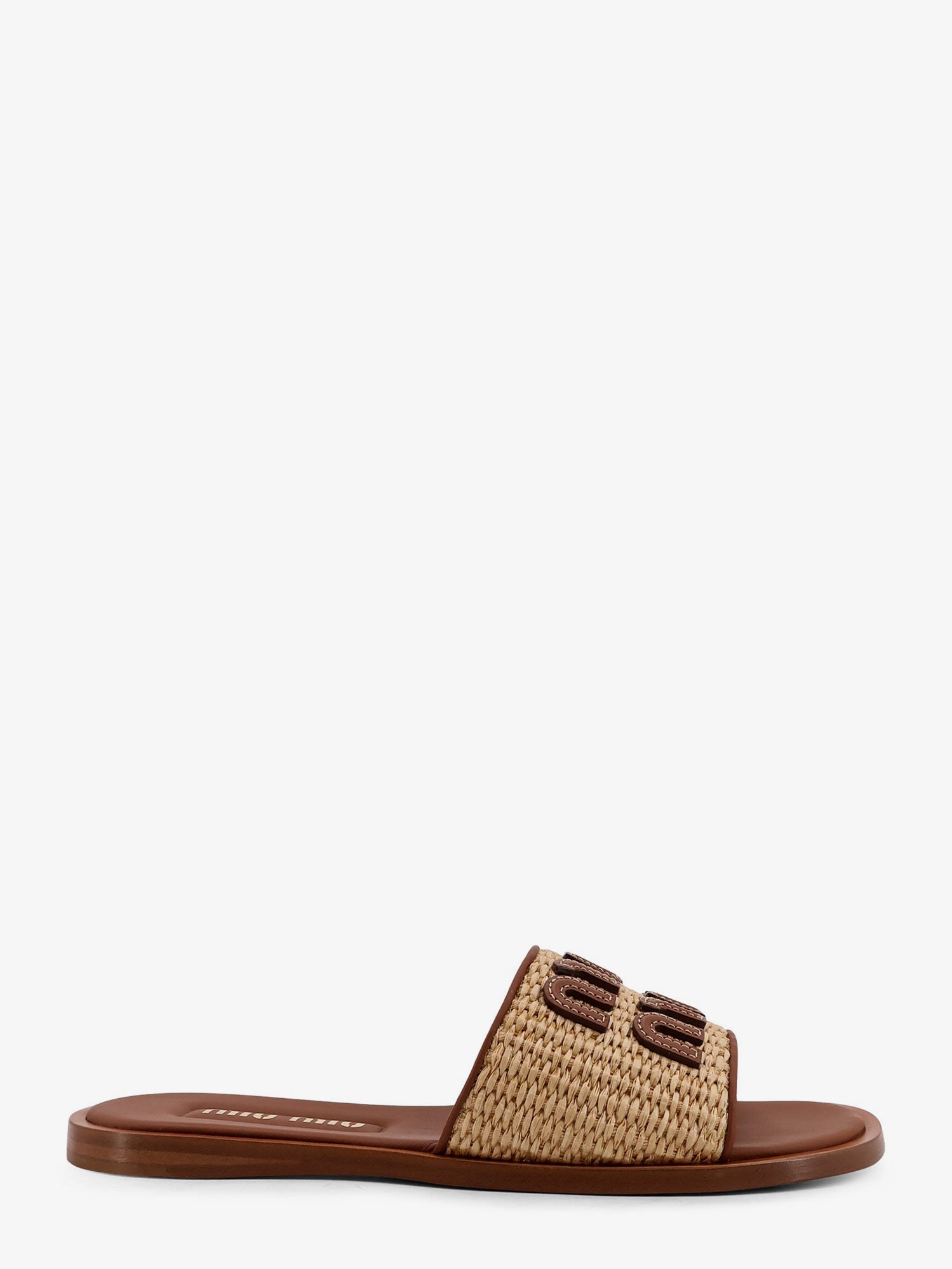 Miu Miu Women Raffia And Leather Sandals With Logo Lettering MIU MIU