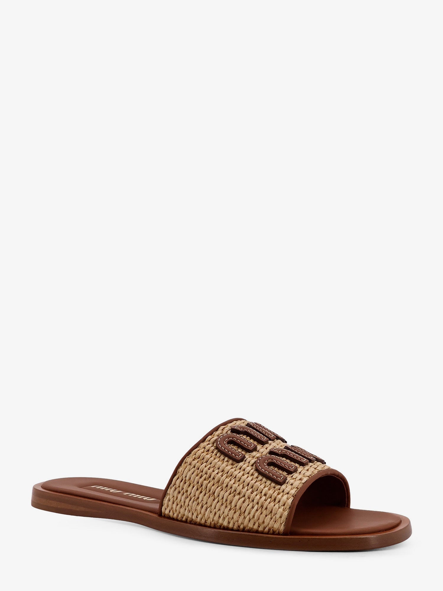 Miu Miu Women Raffia And Leather Sandals With Logo Lettering MIU MIU
