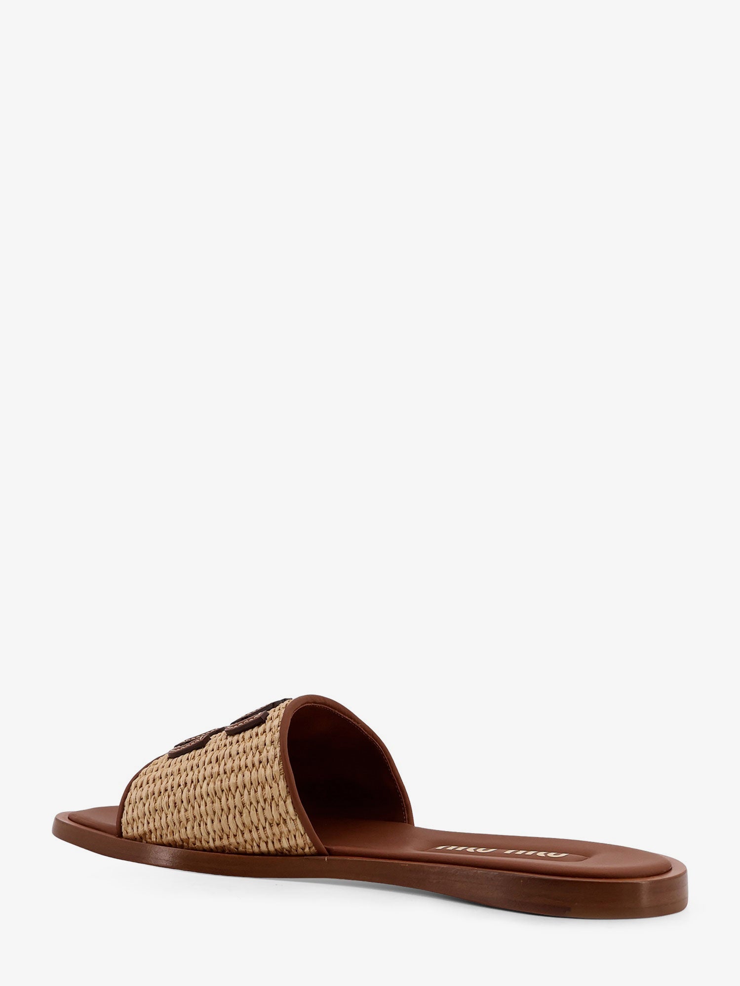 Miu Miu Women Raffia And Leather Sandals With Logo Lettering MIU MIU