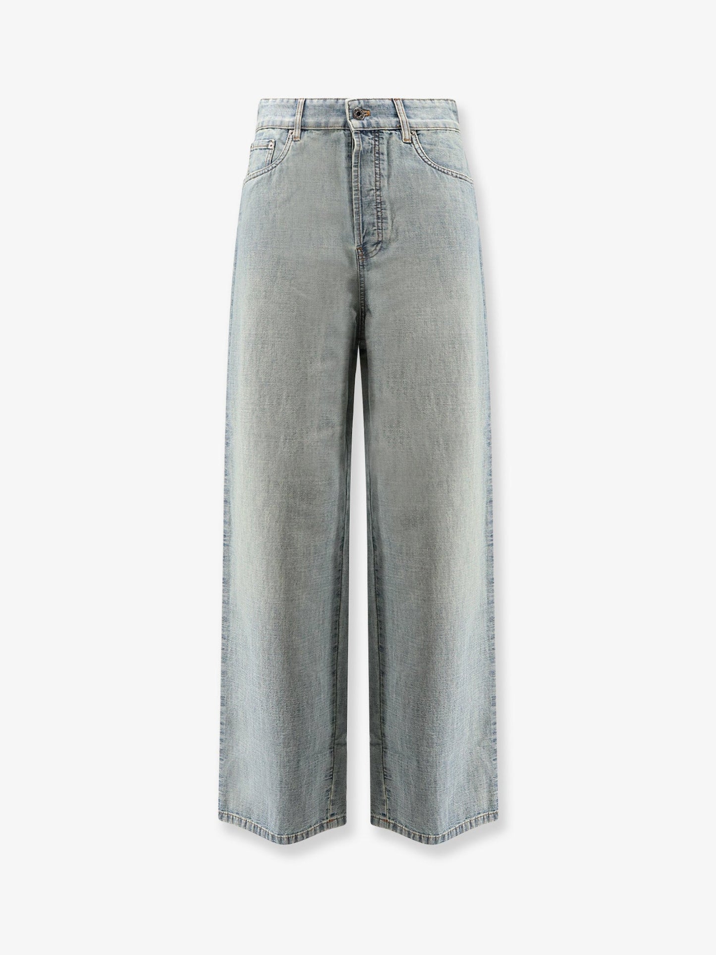 Miu Miu Women Cotton Jeans With Logo Lettering Embroidery MIU MIU