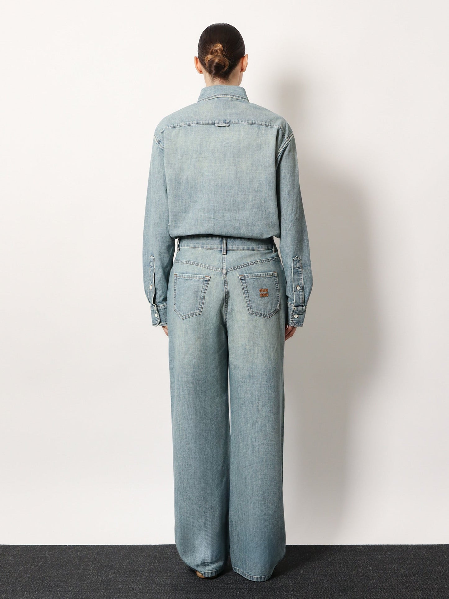 Miu Miu Women Cotton Jeans With Logo Lettering Embroidery MIU MIU