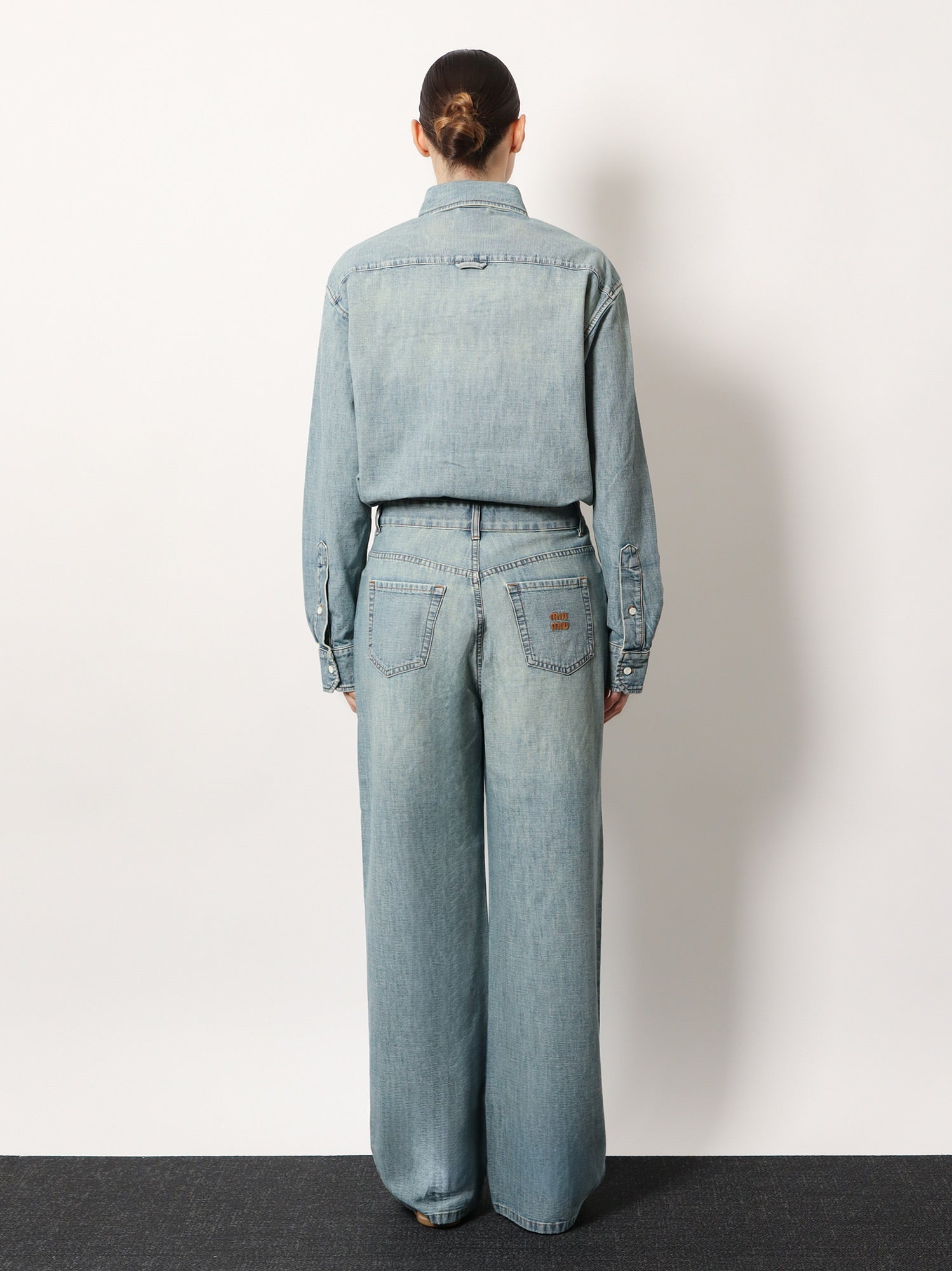 Miu Miu Women Cotton Jeans With Logo Lettering Embroidery MIU MIU