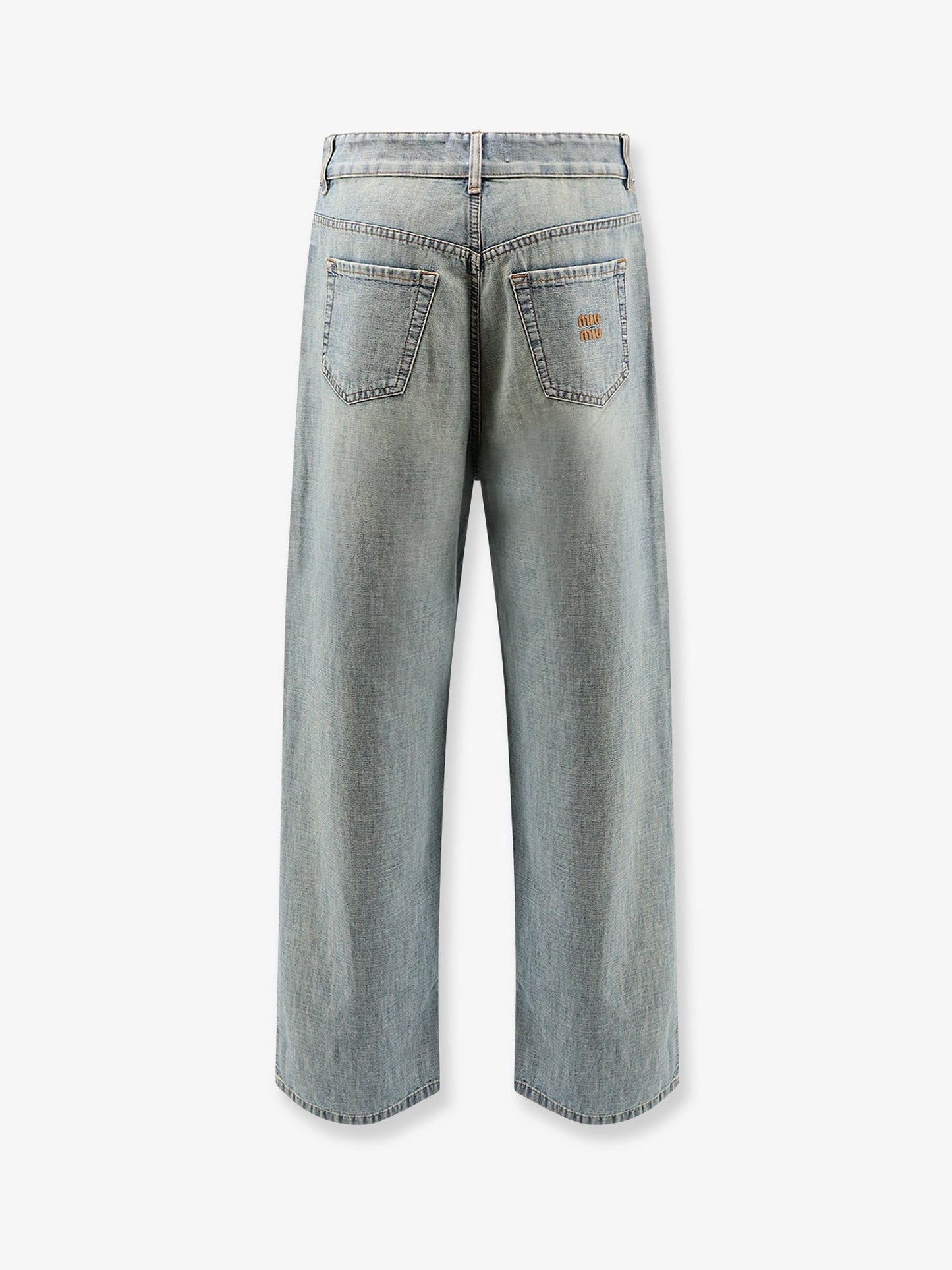 Miu Miu Women Cotton Jeans With Logo Lettering Embroidery MIU MIU