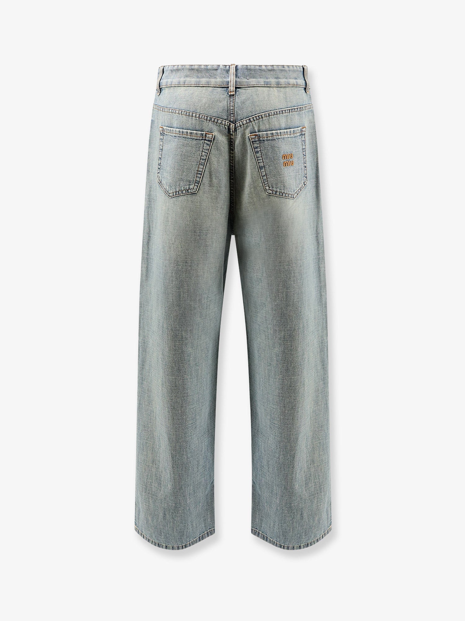 Miu Miu Women Cotton Jeans With Logo Lettering Embroidery MIU MIU