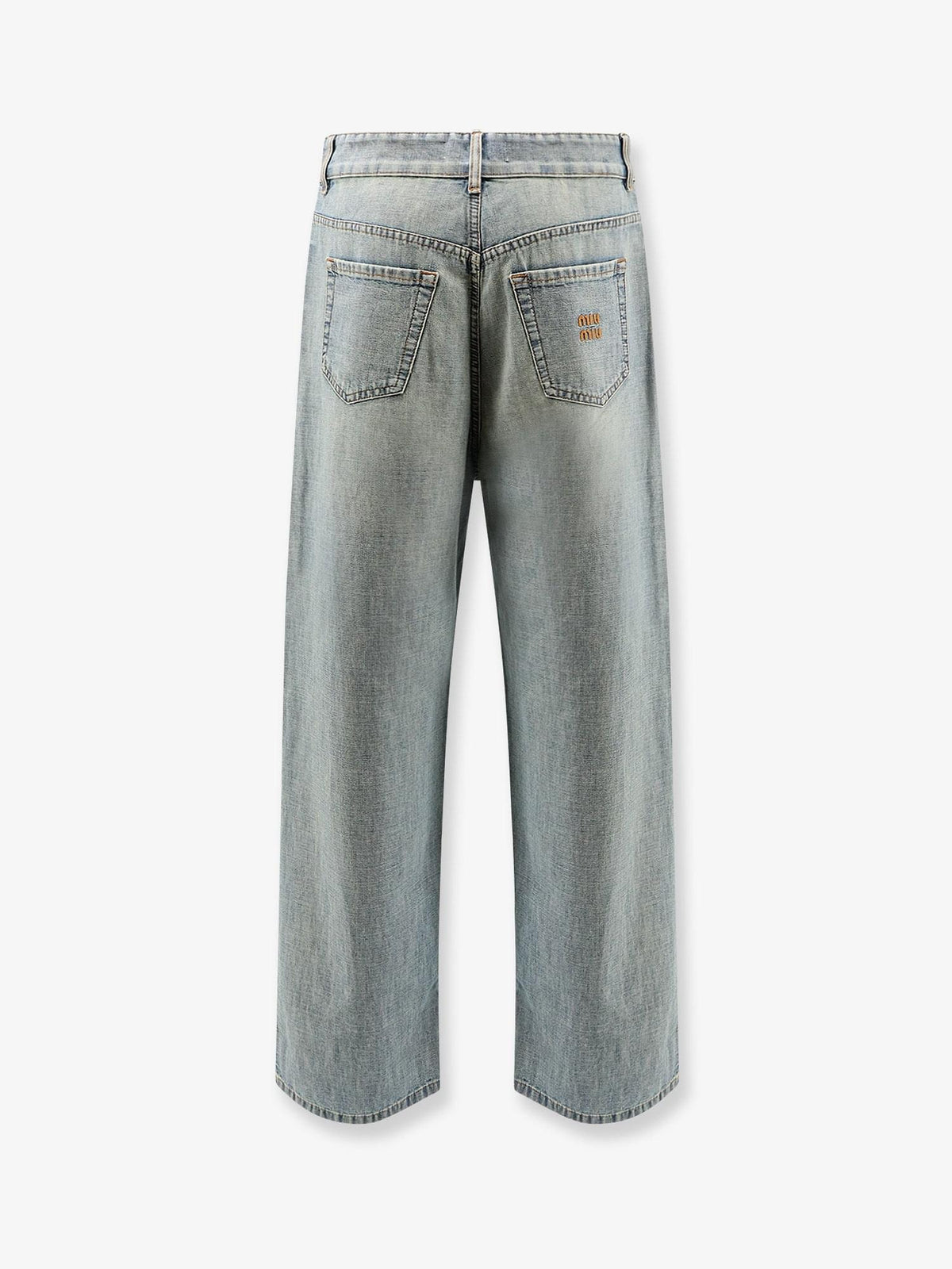 Miu Miu Women Cotton Jeans With Logo Lettering Embroidery MIU MIU