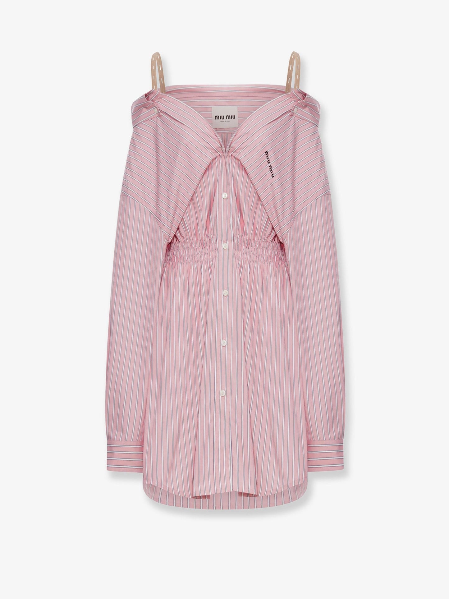 Miu Miu Women Striped Cotton Shirt Dress MIU MIU
