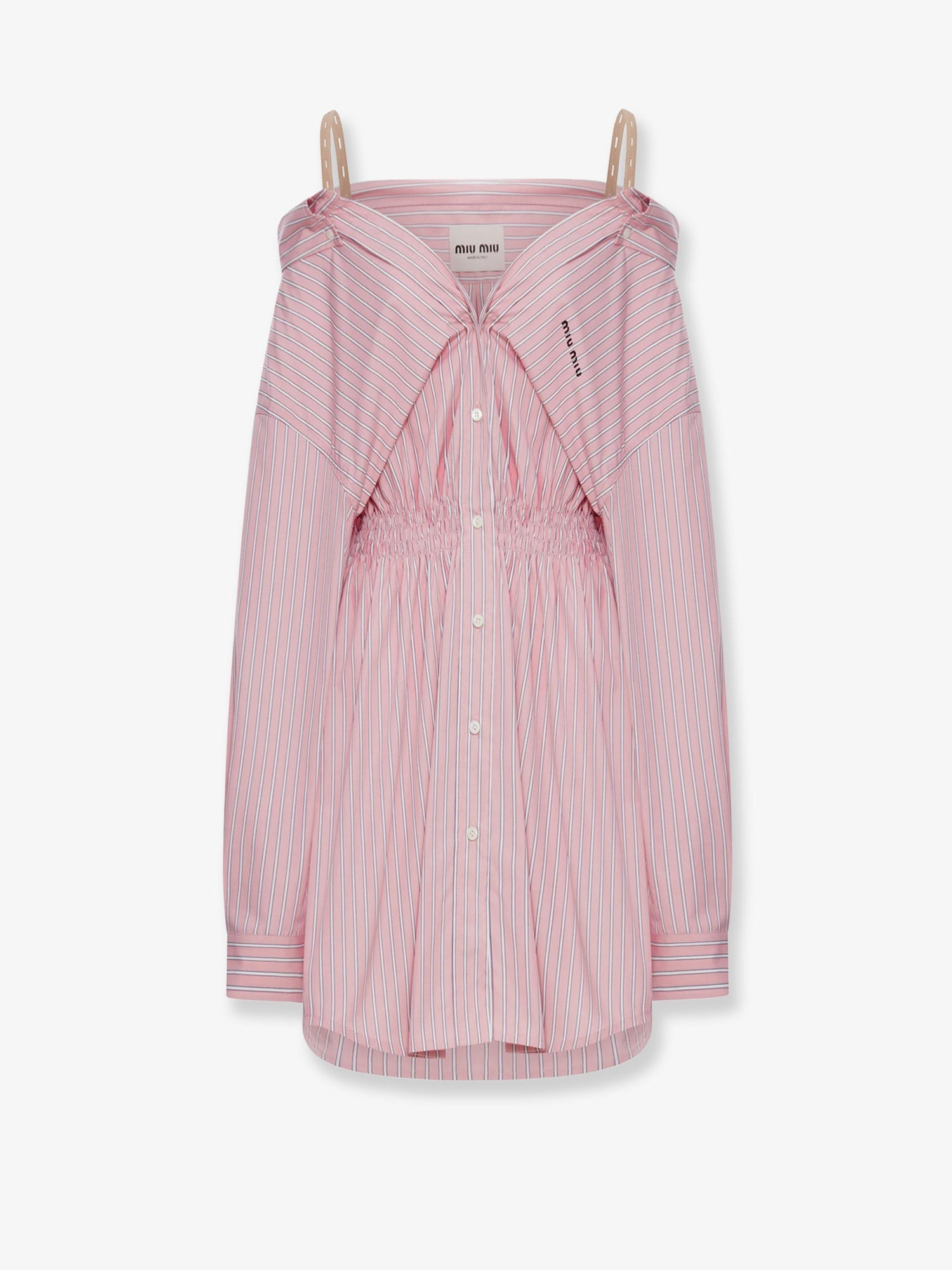 Miu Miu Women Striped Cotton Shirt Dress MIU MIU