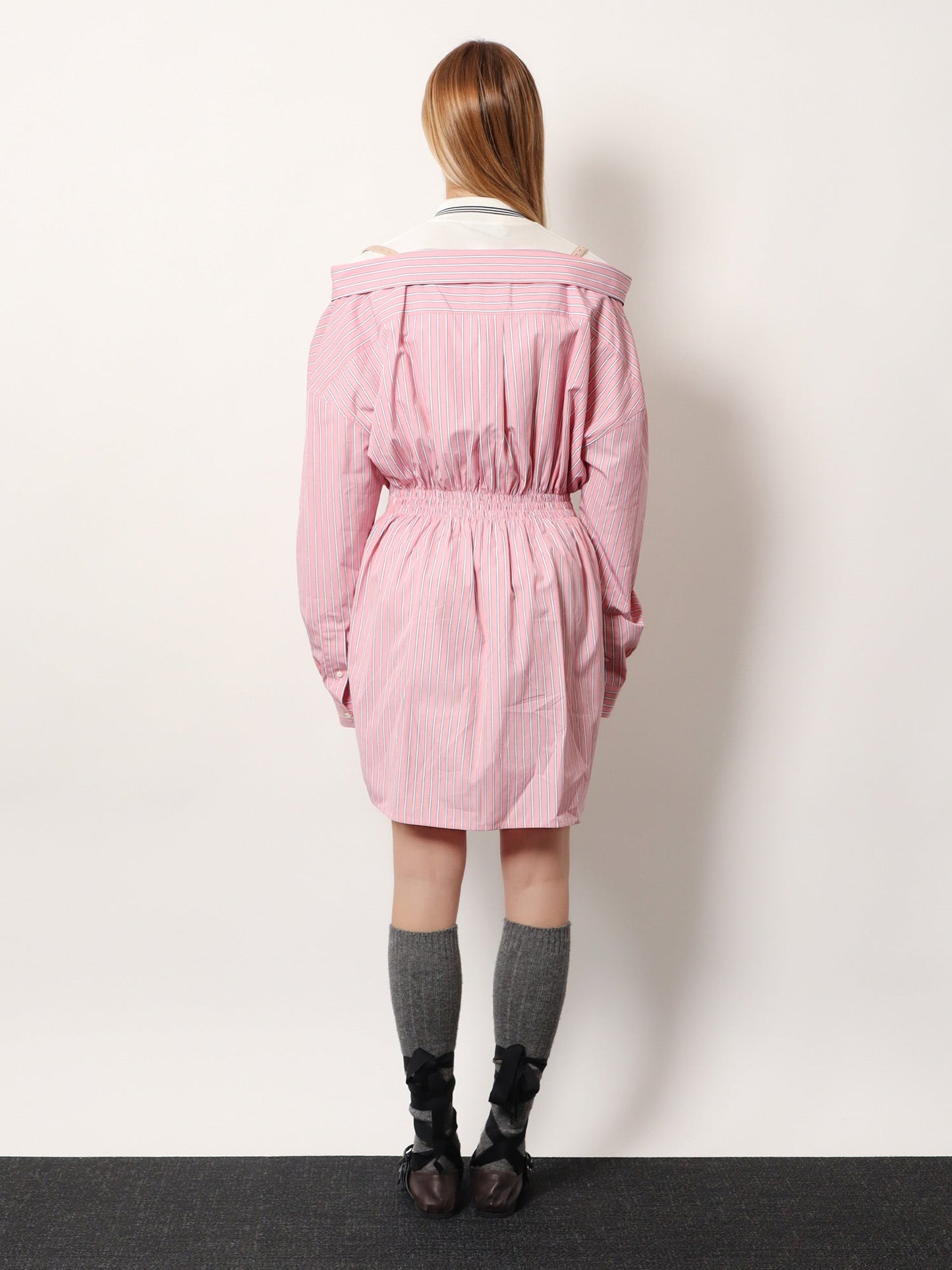Miu Miu Women Striped Cotton Shirt Dress MIU MIU