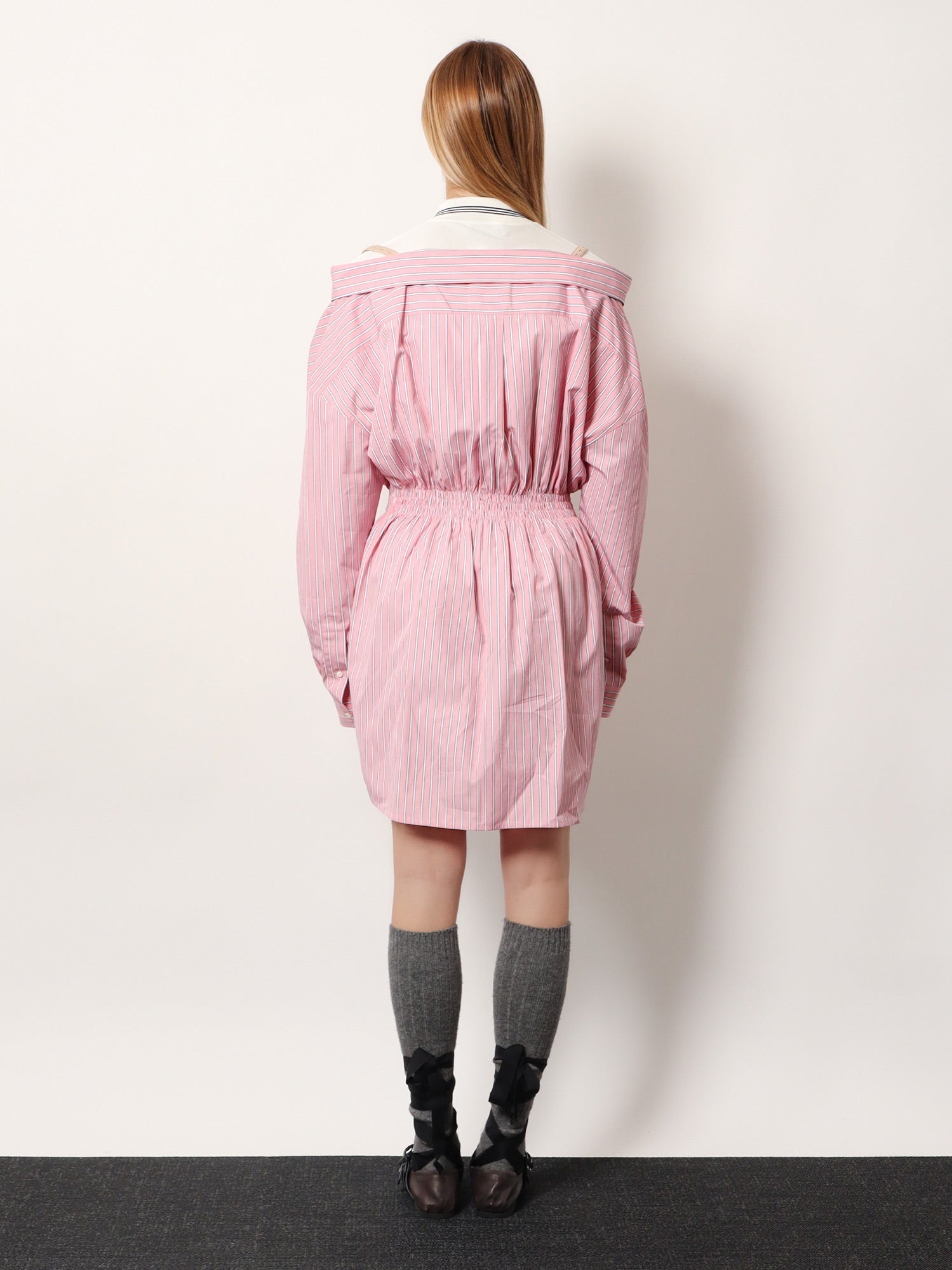 Miu Miu Women Striped Cotton Shirt Dress MIU MIU