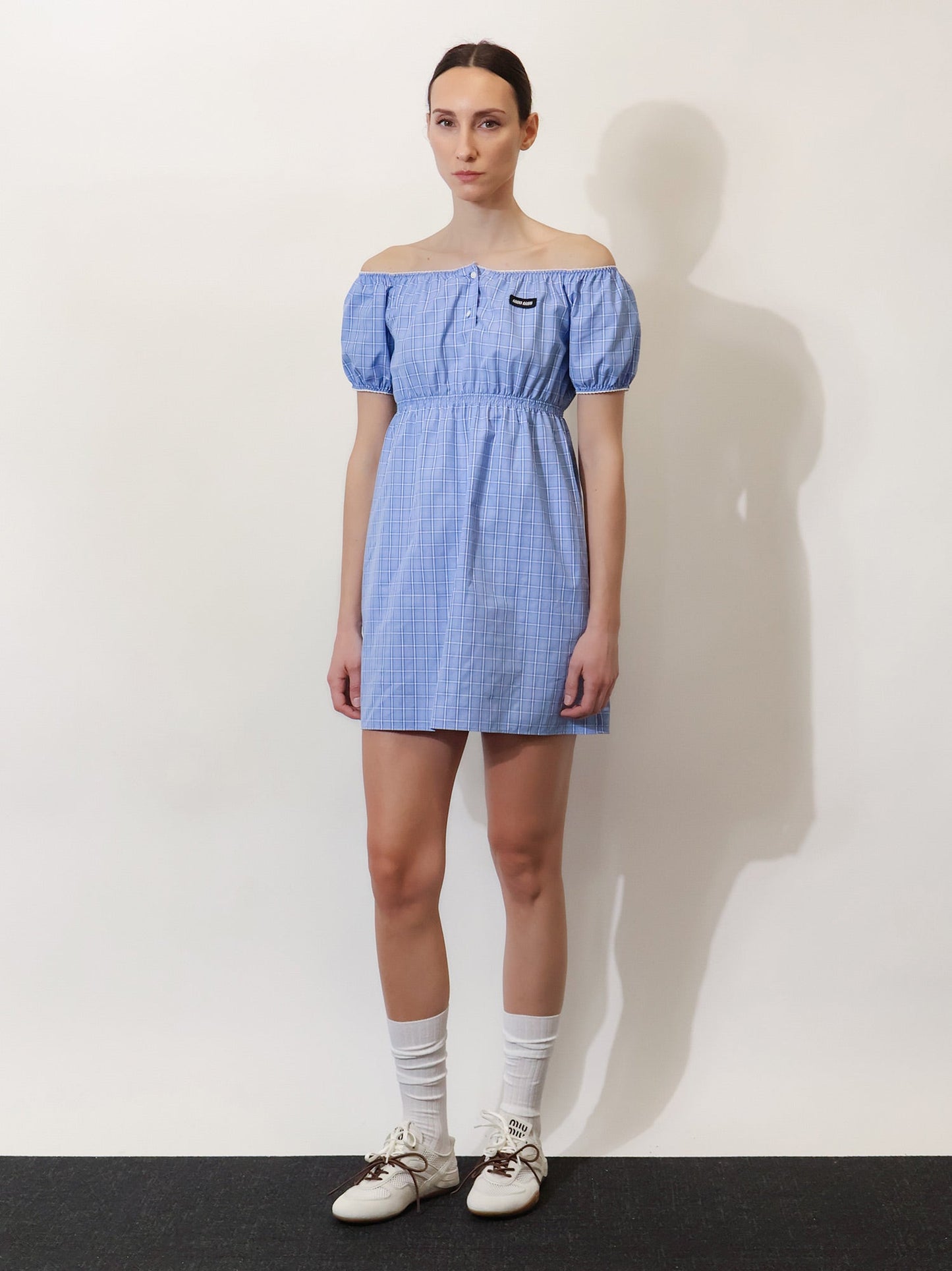 Miu Miu Women Madras Cotton Mini Dress MIU MIU
