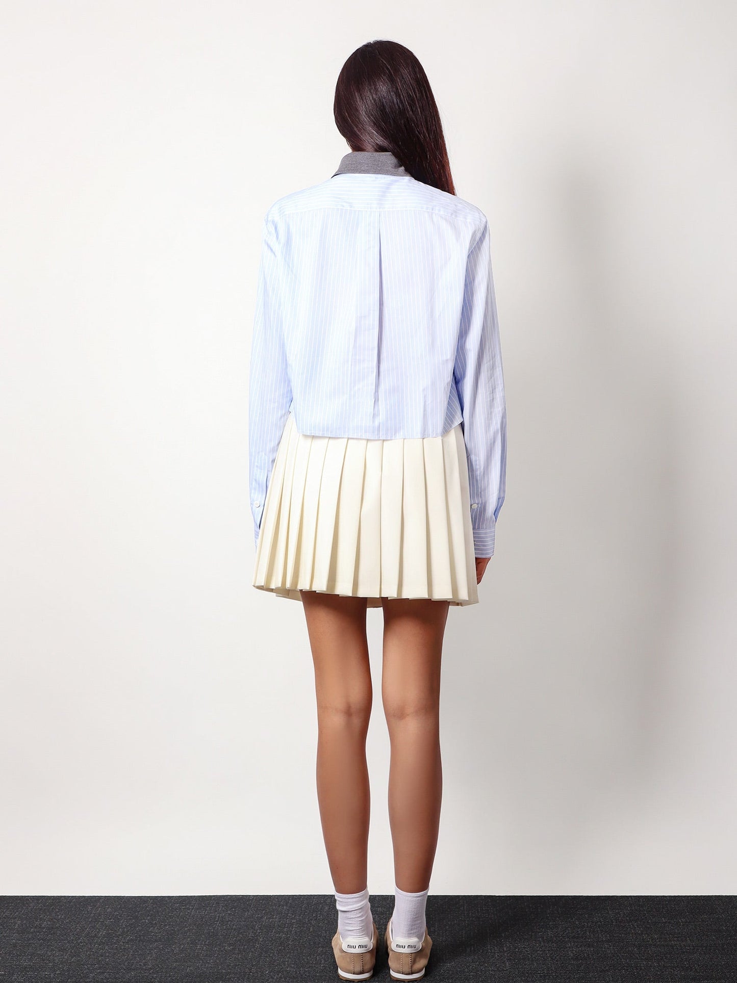Miu Miu Women Plisse Wool And Mohair Skirt MIU MIU