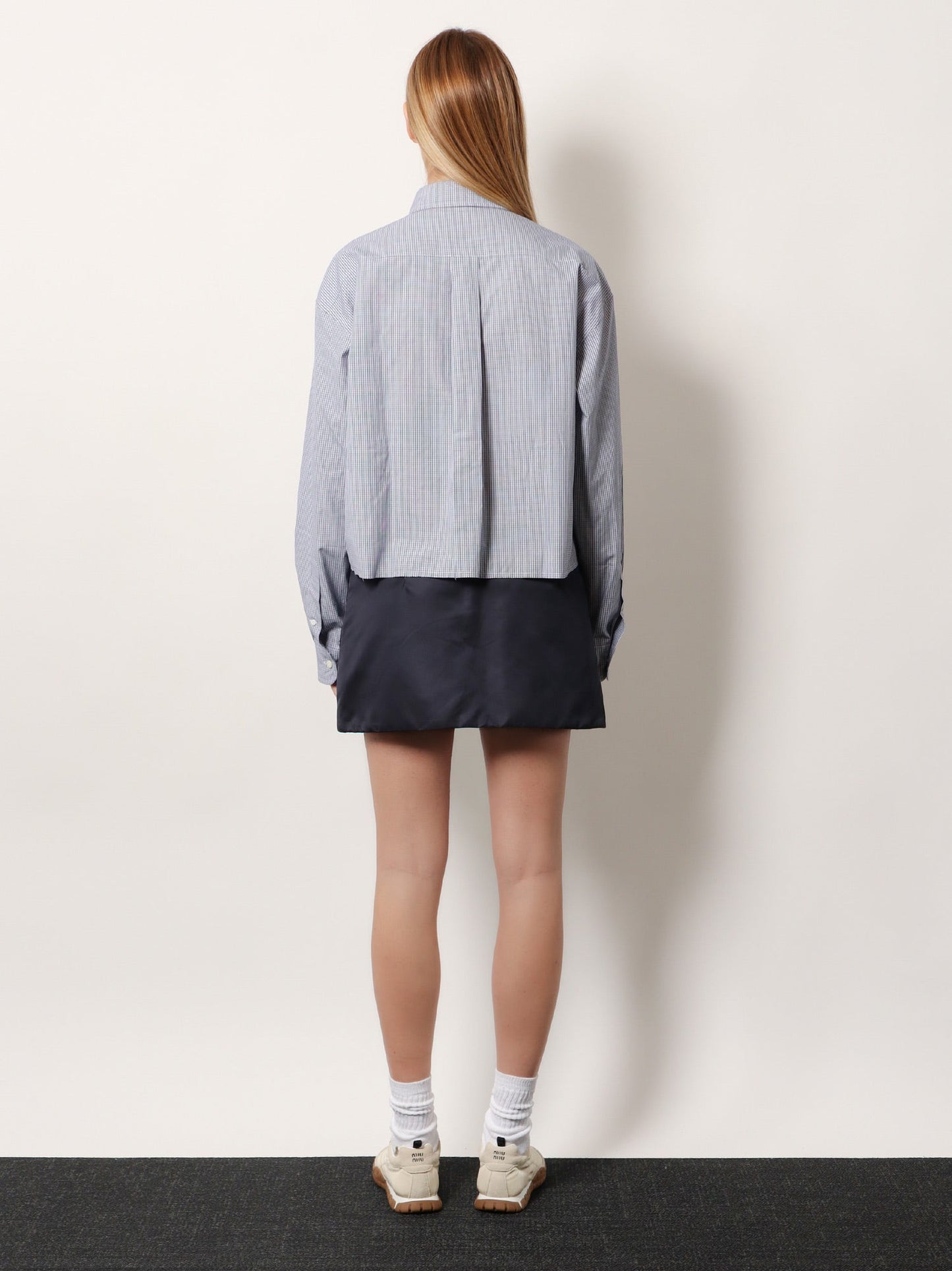 Miu Miu Women Pin Check Cotton Shirt MIU MIU