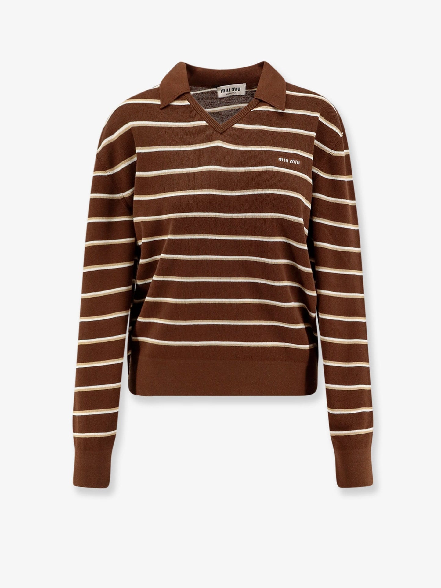 Miu Miu Women Striped Cotton Polo Shirt MIU MIU