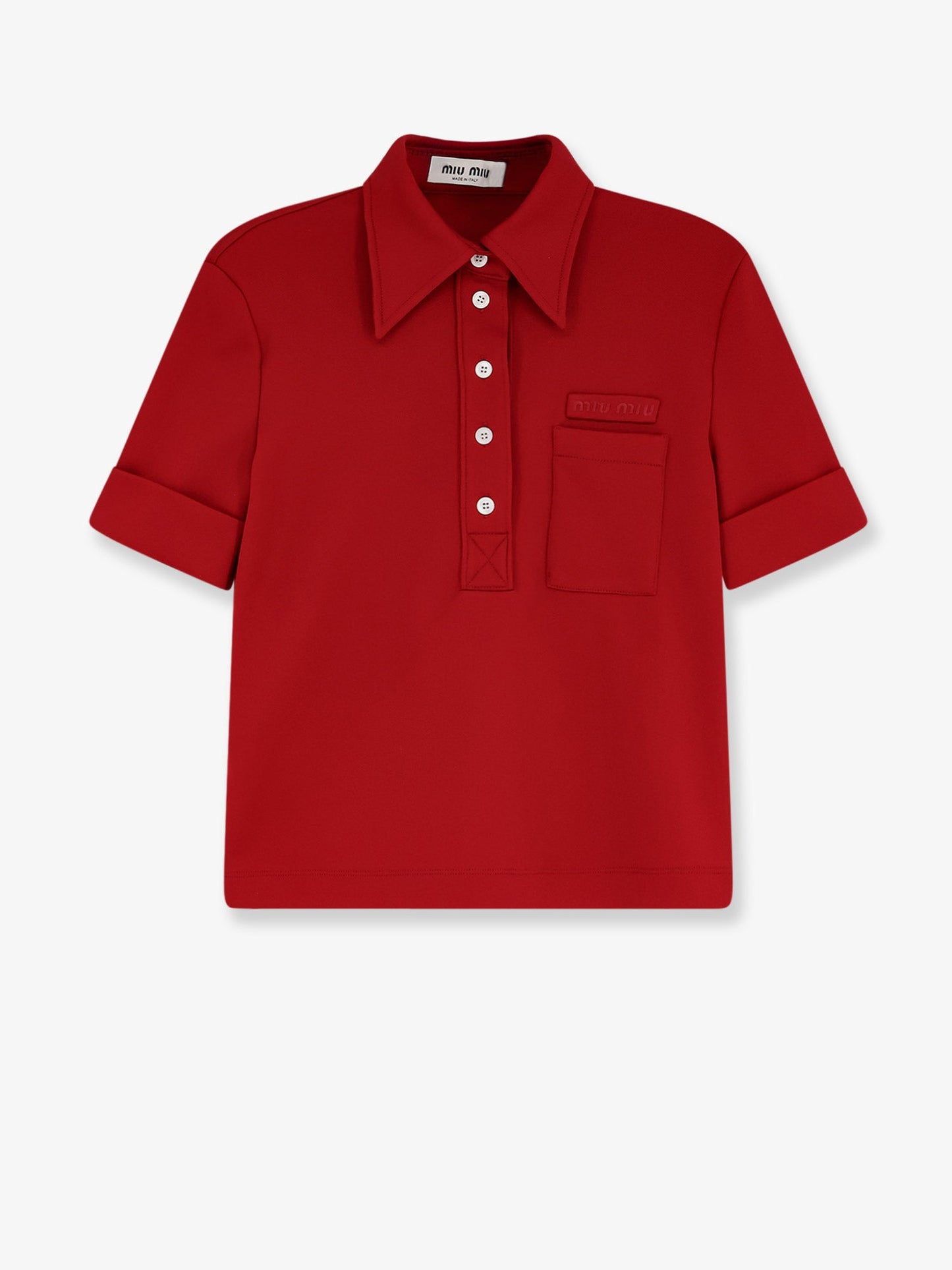 Miu Miu Women Polo Shirt With Lettering Logo Patch MIU MIU