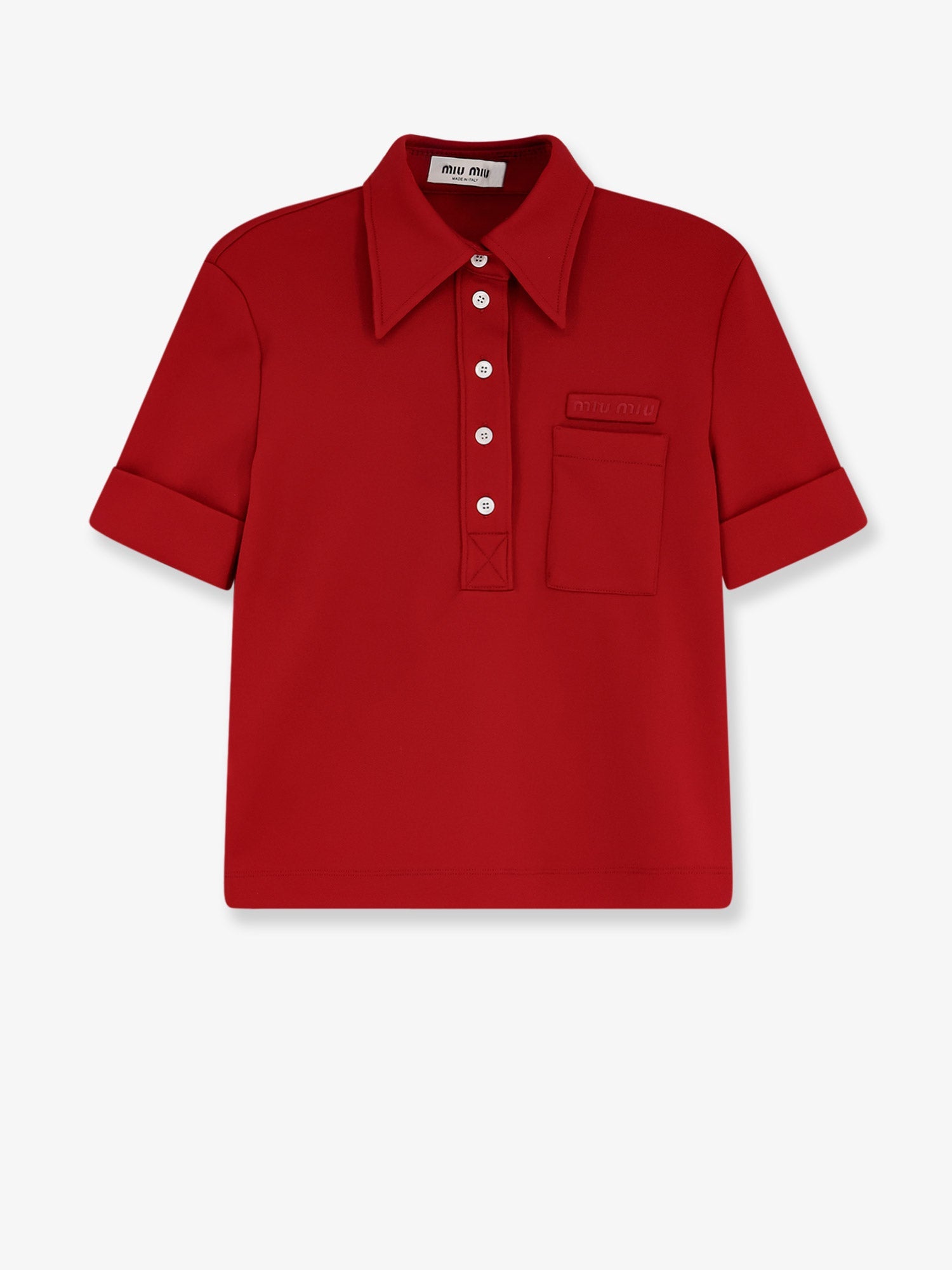Miu Miu Women Polo Shirt With Lettering Logo Patch MIU MIU