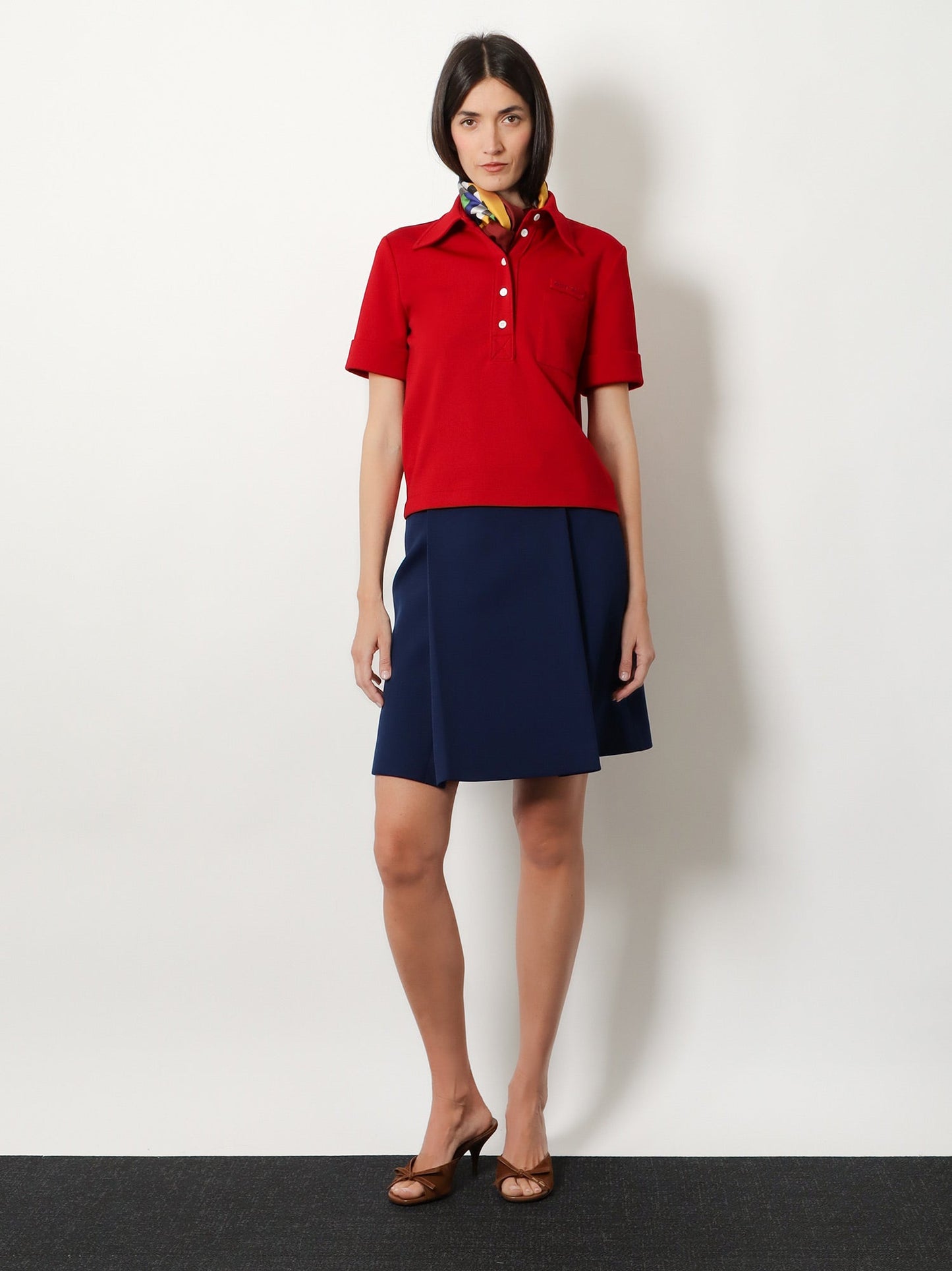 Miu Miu Women Polo Shirt With Lettering Logo Patch MIU MIU